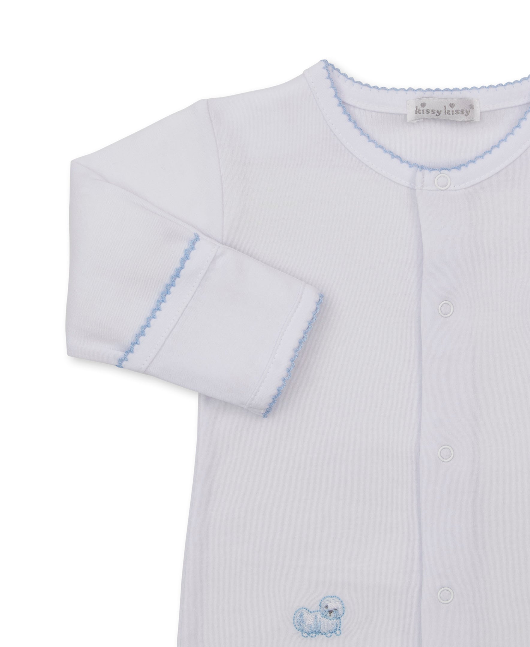 Puppy Paws White/Blue Footie & Hat Set - Kissy Kissy