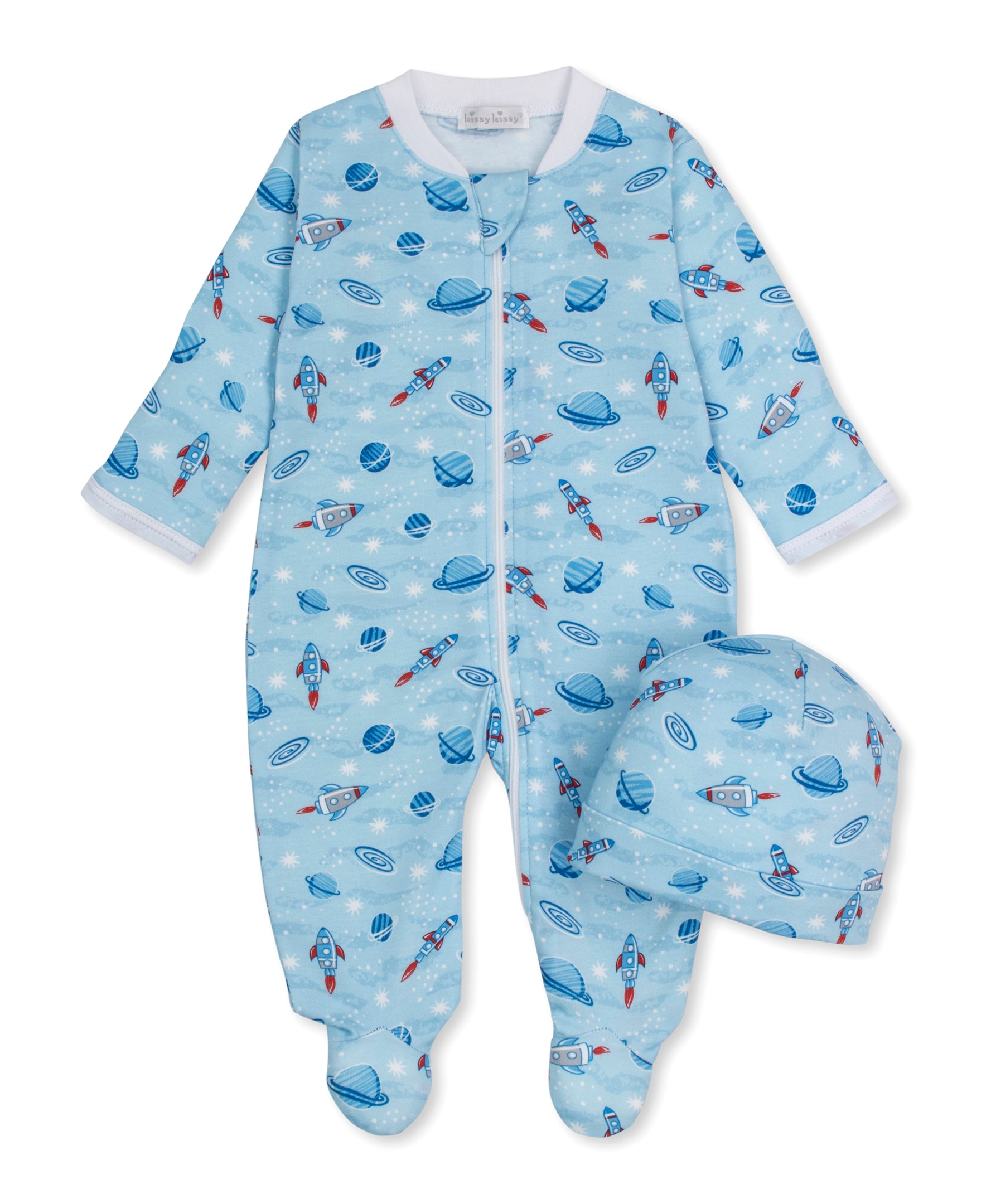 Galaxy Zip Footie & Hat Set - Kissy Kissy