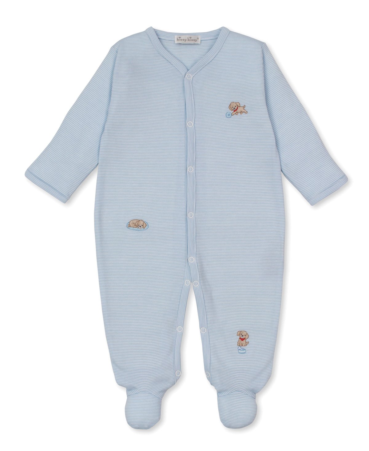 Puppy Play Blue Stripe Footie - Kissy Kissy