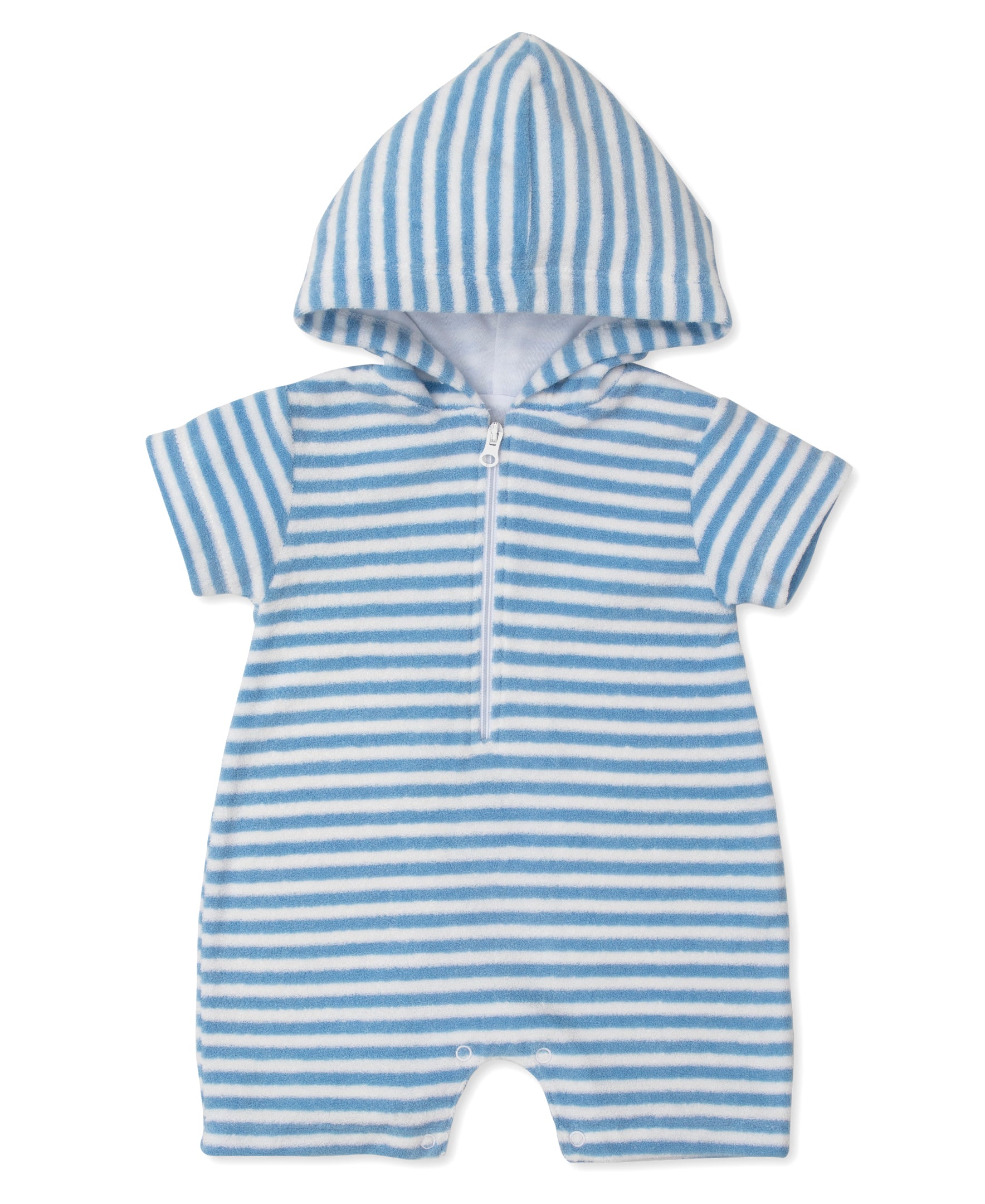 Cabana Terry Stripes Light Blue Romper - Kissy Kissy