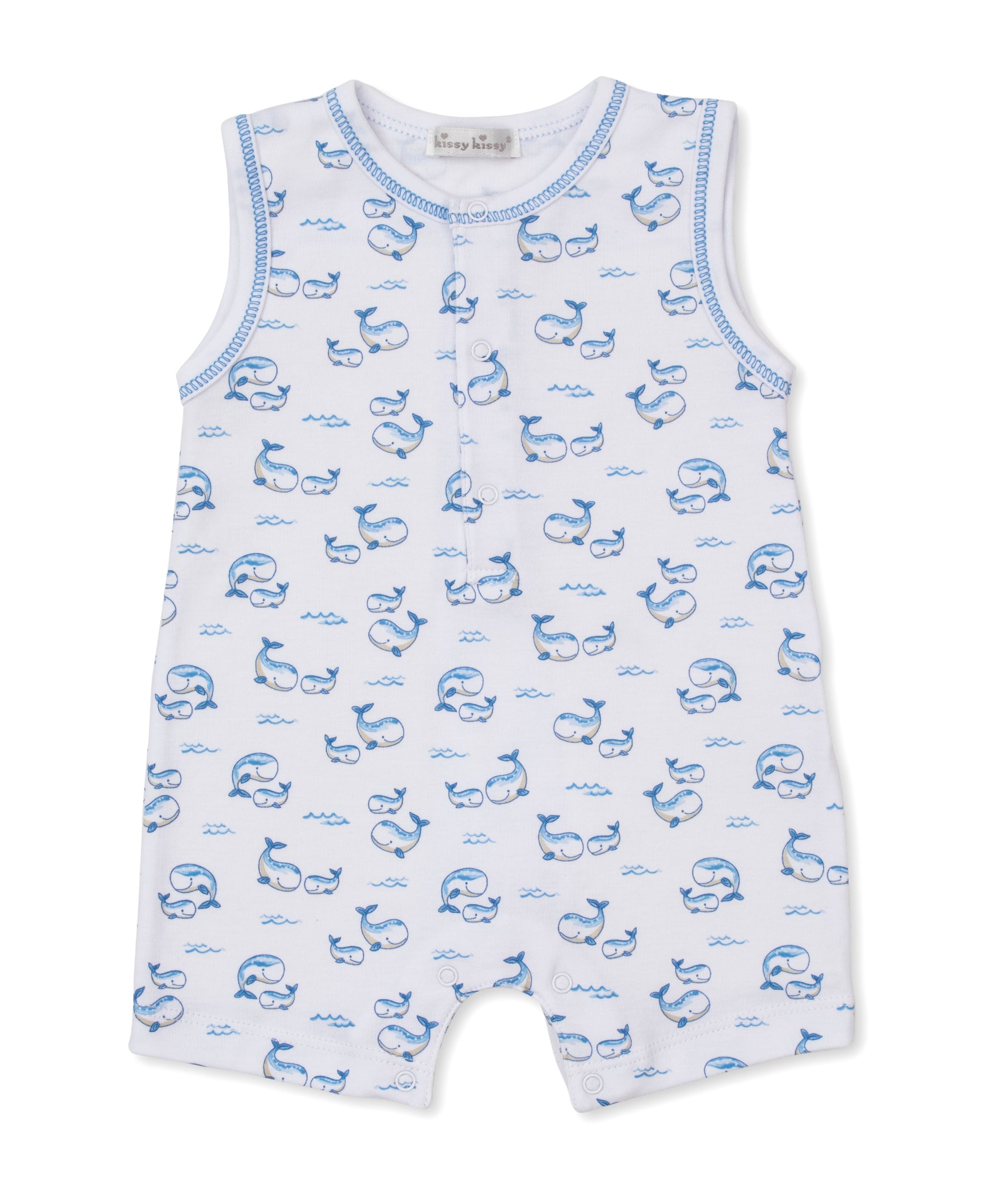Whale Pods Blue Sleeveless Playsuit - Kissy Kissy