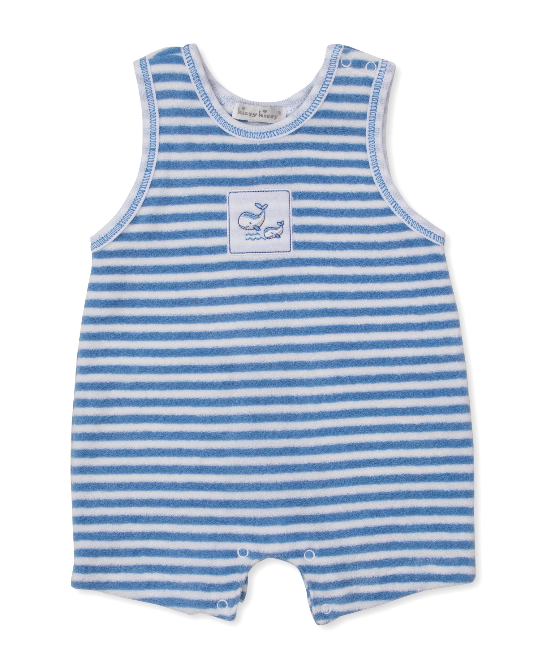 Whale Pods Blue Stripe Terry Sleeveless Playsuit - Kissy Kissy