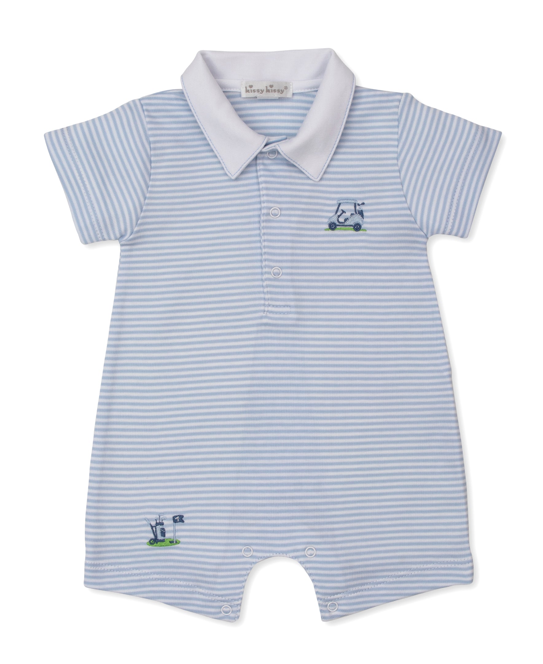 Golf Championship Blue Stripe Playsuit w/ Collar - Kissy Kissy