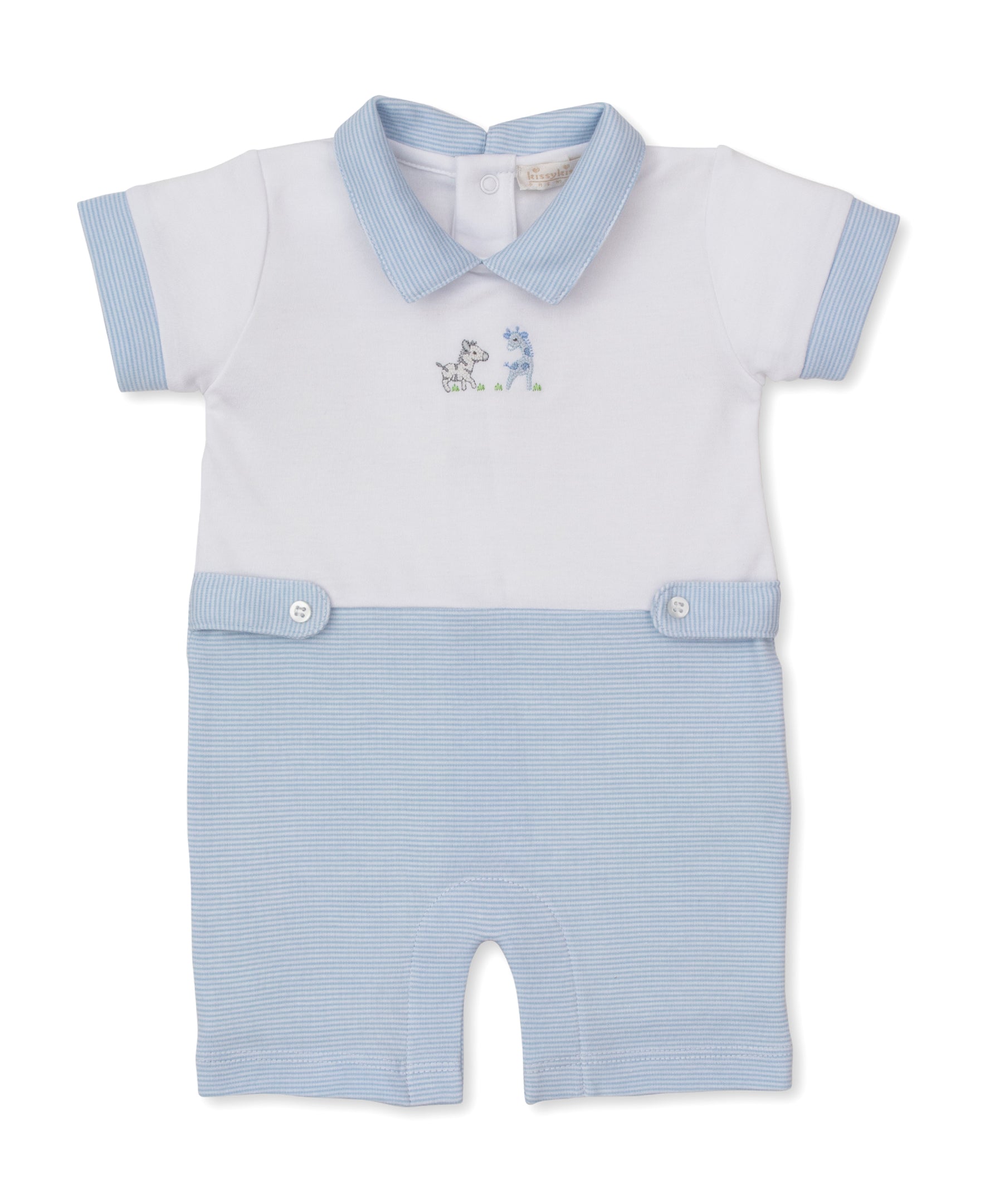 SCE Safari Party Blue Hand Emb. Short Playsuit - Kissy Kissy