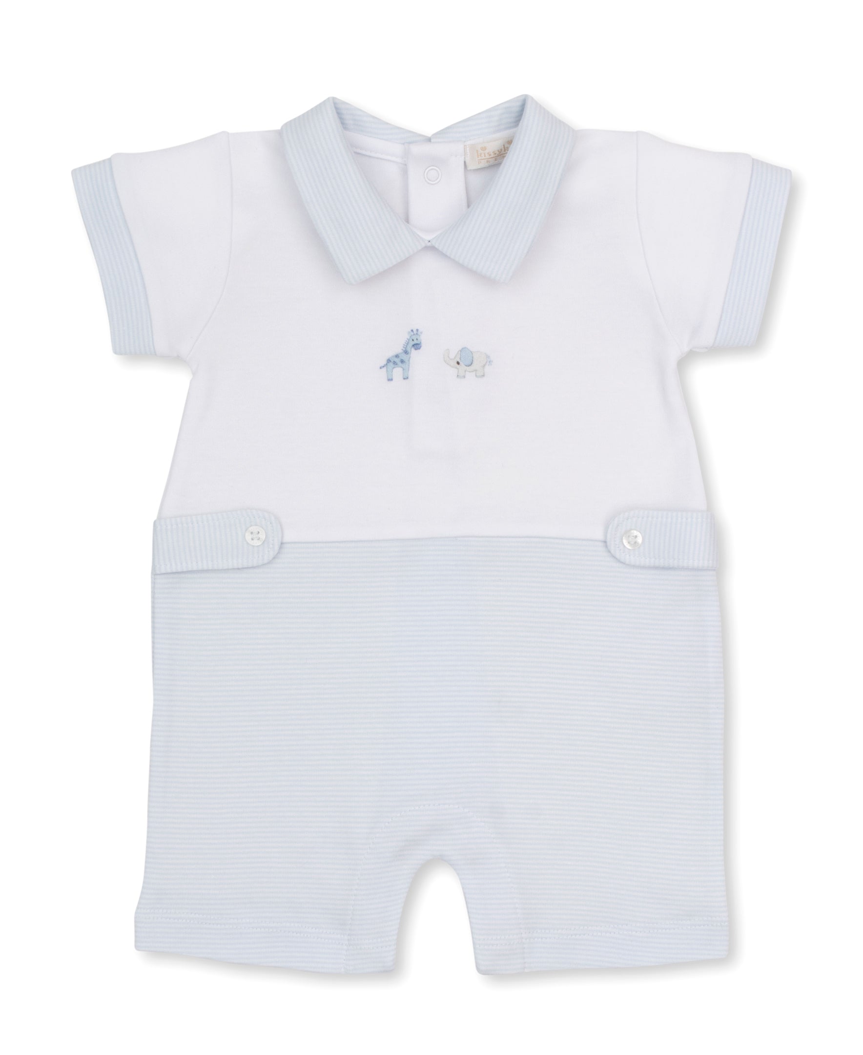 SCE Jungle Hang Out Blue Hand Emb. Short Playsuit - Kissy Kissy