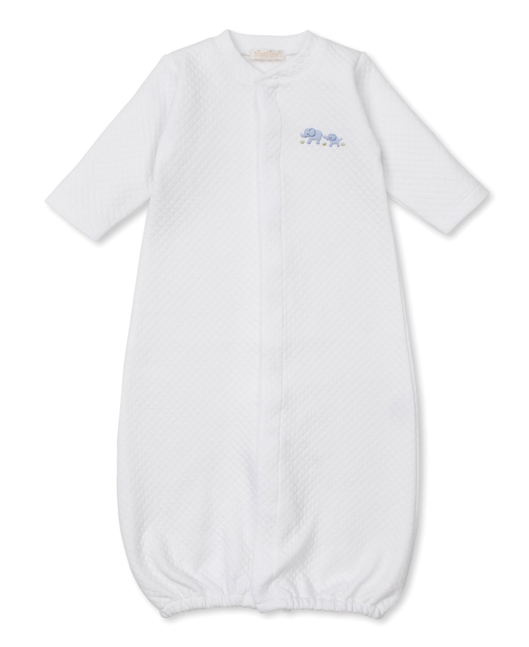 Premier Elephant Esprit White/Blue Hand Emb. Jacquard Conv. Gown - Kissy Kissy