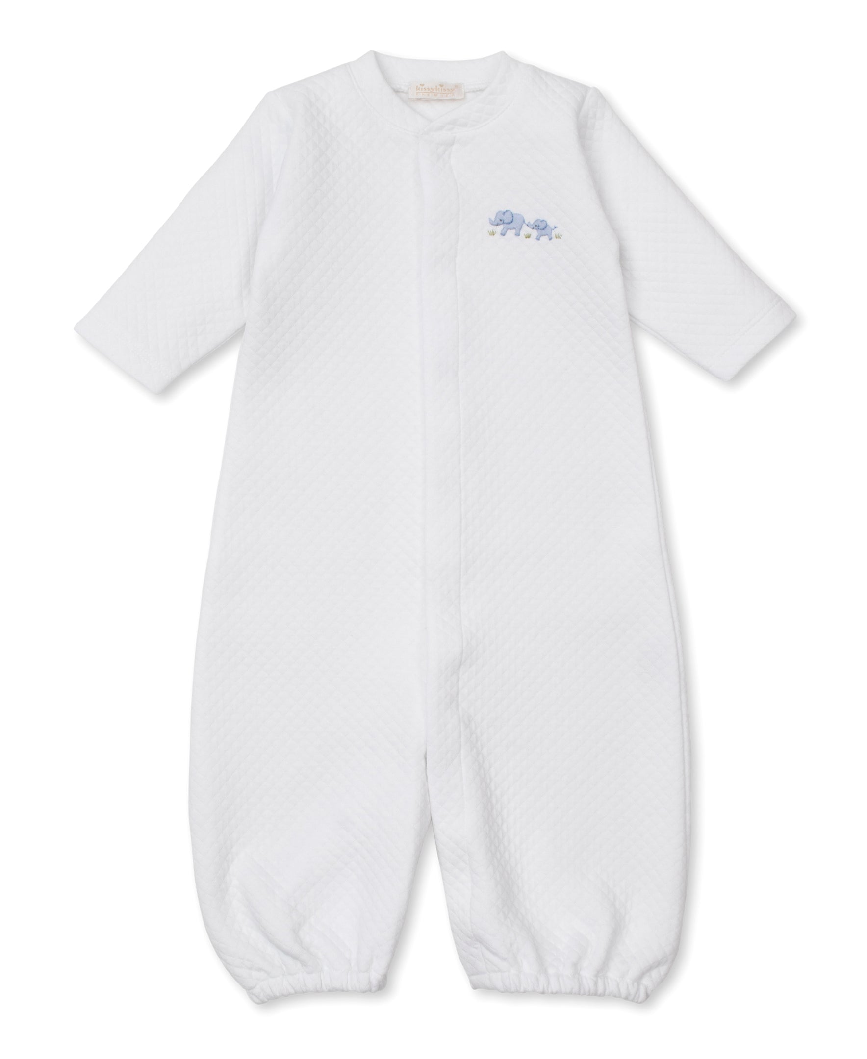 Premier Elephant Esprit White/Blue Hand Emb. Jacquard Conv. Gown - Kissy Kissy