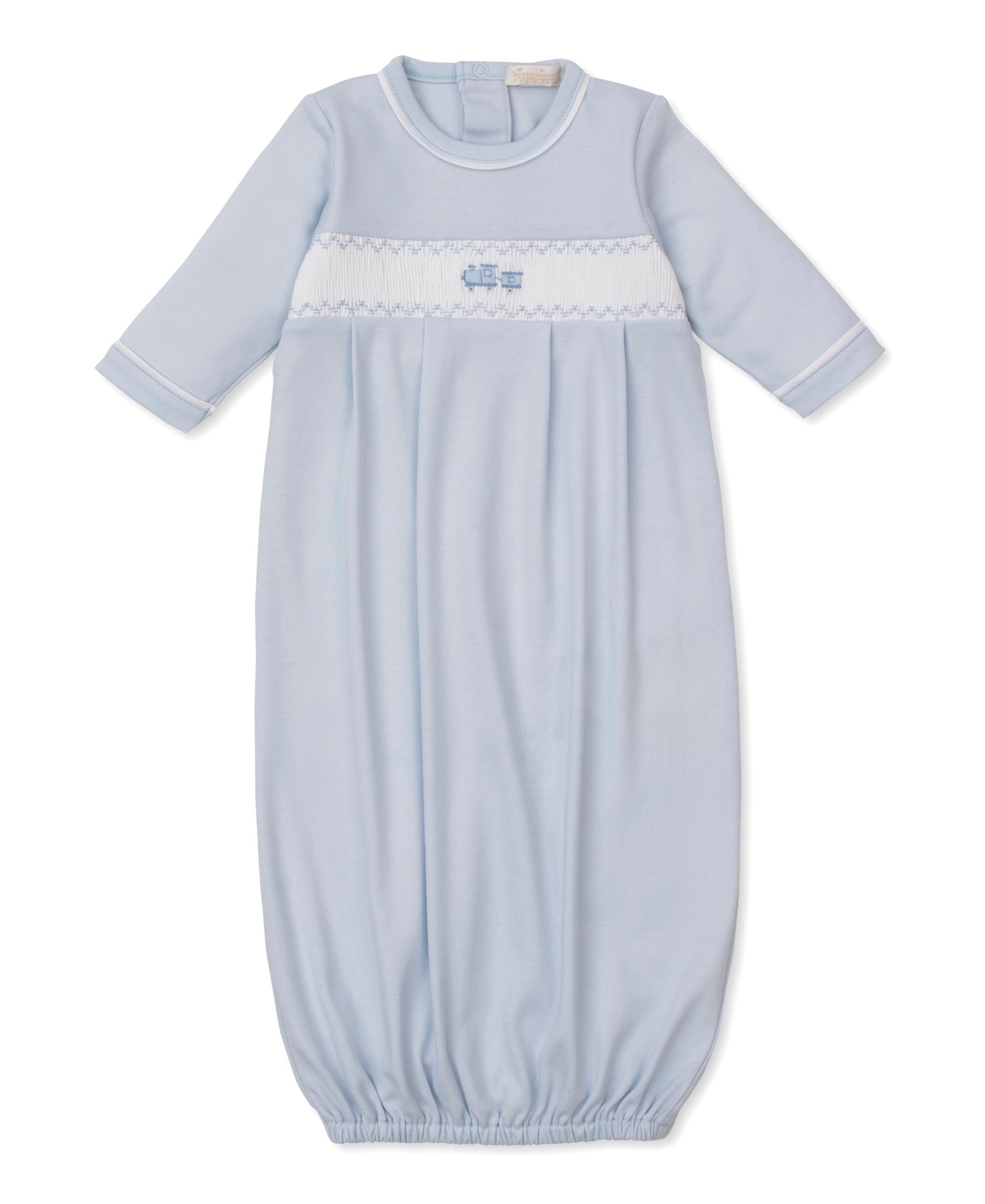 CLB Fall Medley 25 Blue Hand Smocked Sack Gown - Kissy Kissy