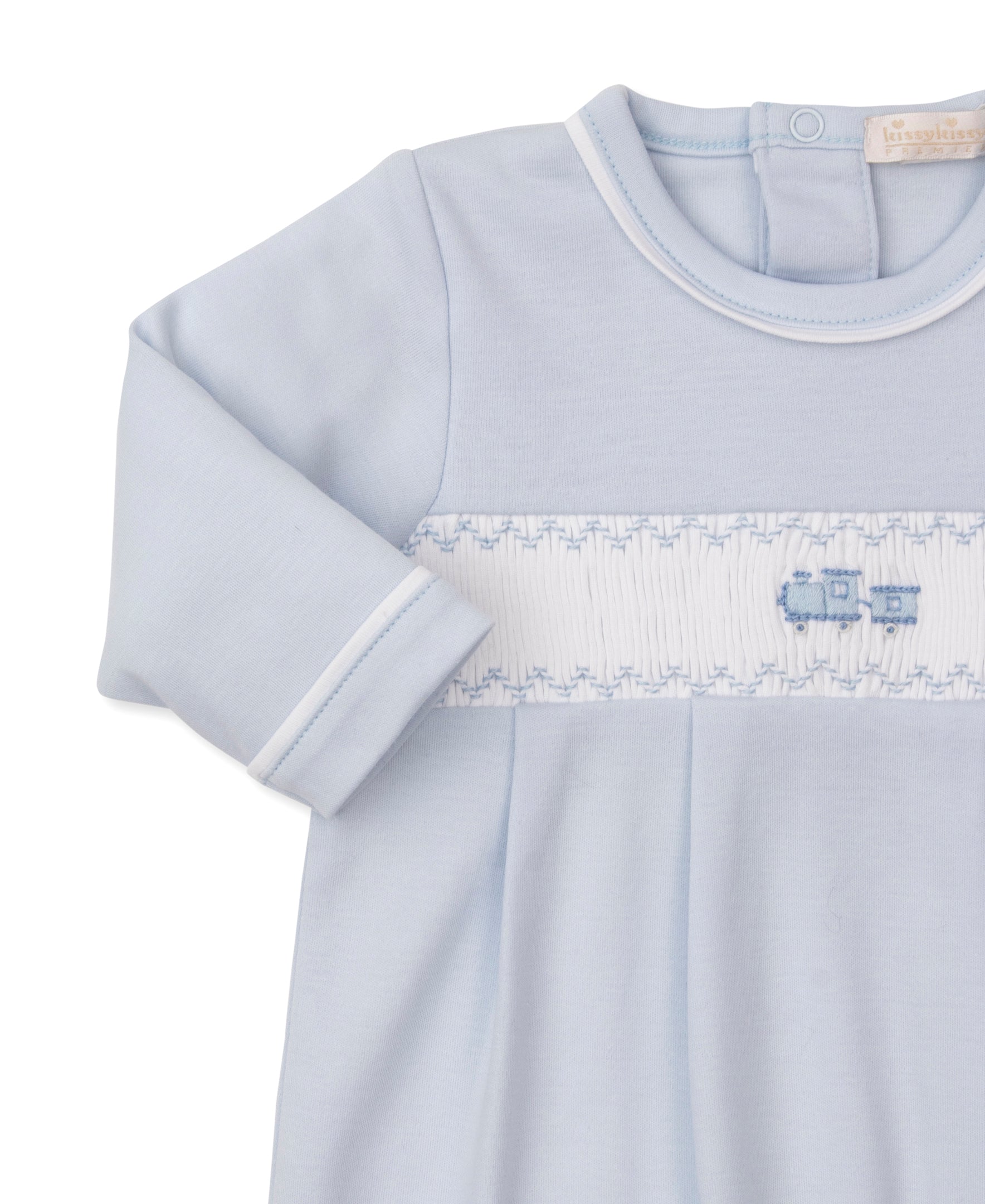 CLB Fall Medley 25 Blue Hand Smocked Sack Gown - Kissy Kissy