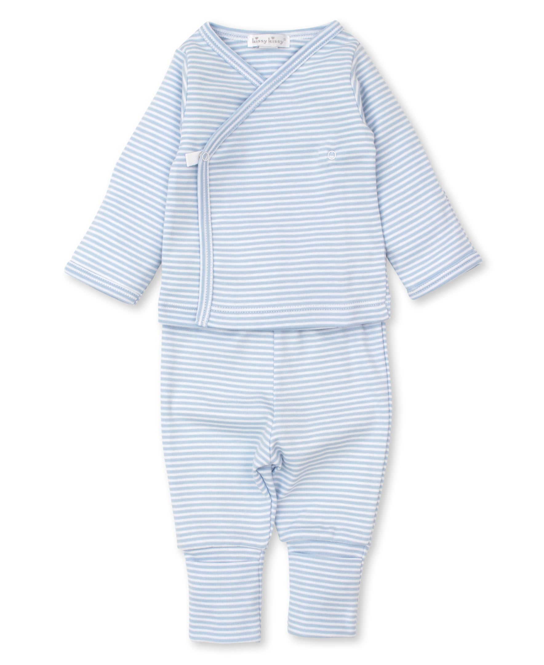 Classic Rib Blue Stripe Footed Pant - Kissy Kissy