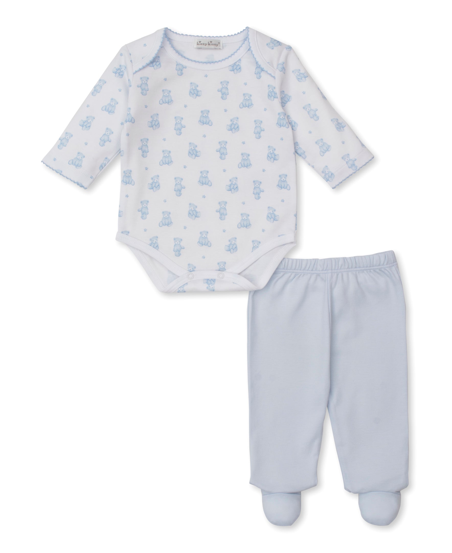 Teddy Bear Time Blue Footed Pant Set - Kissy Kissy