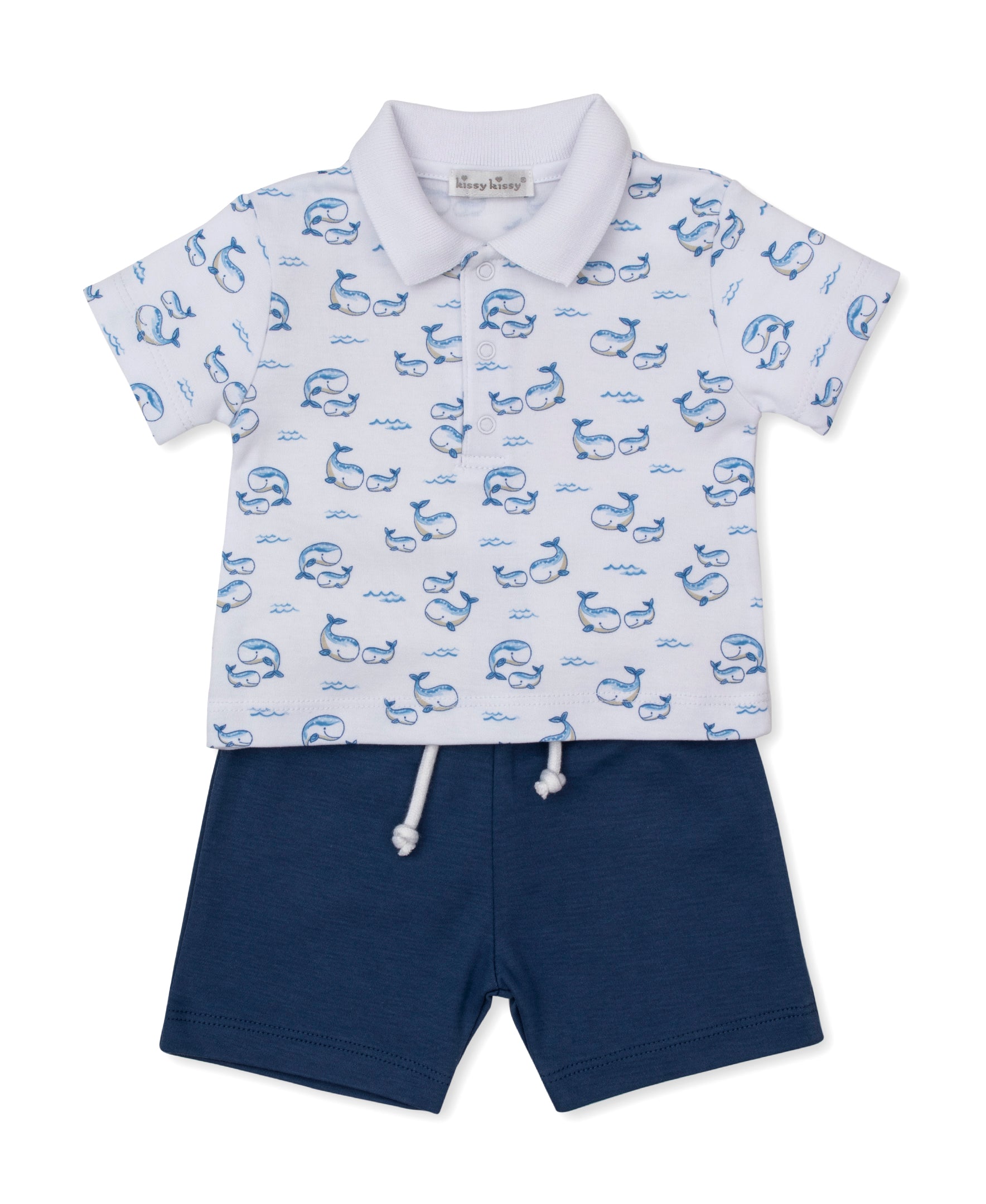 Whale Pods Blue Toddler Bermuda Set - Kissy Kissy