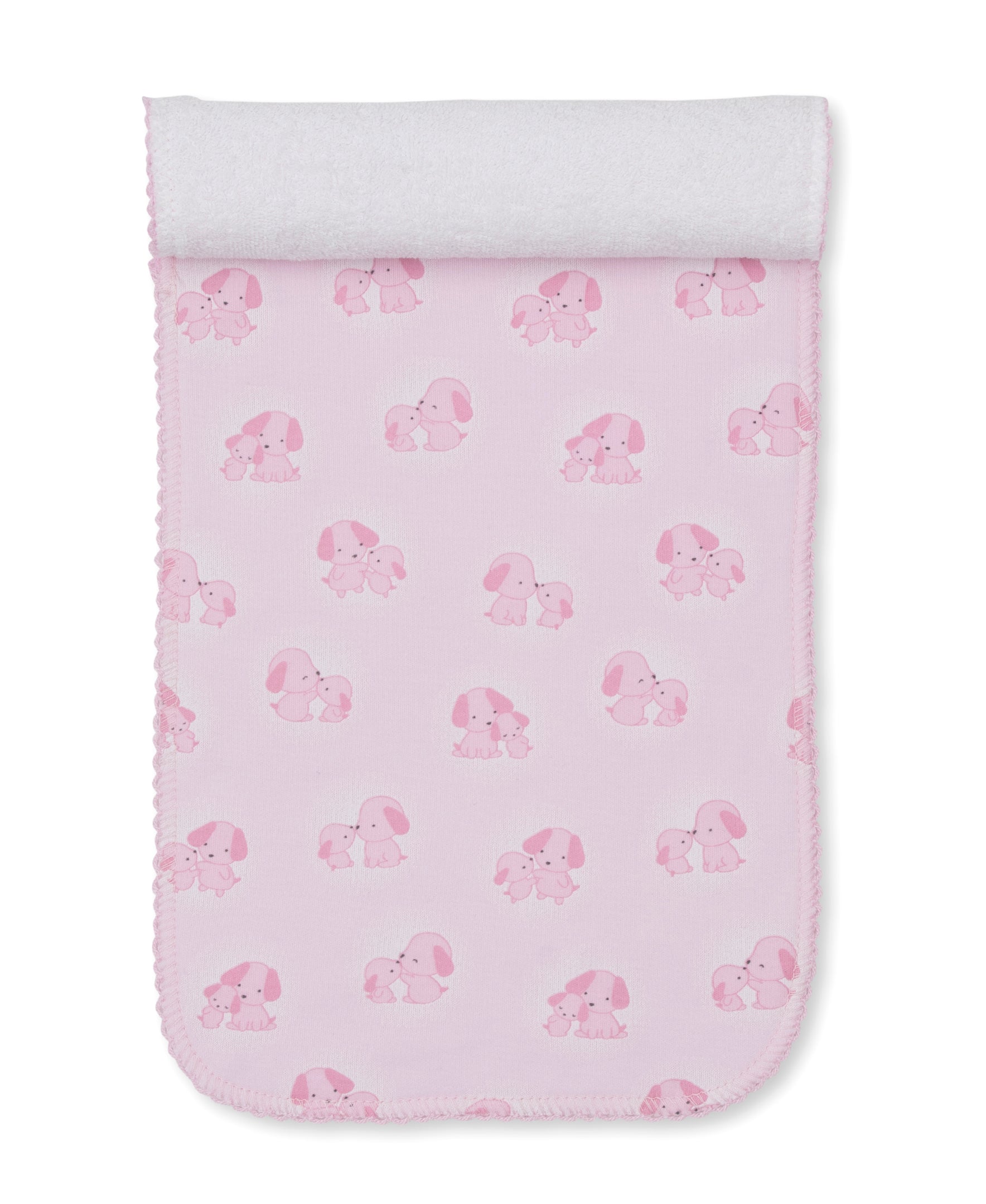 Puppy Family Pink Burp Cloth