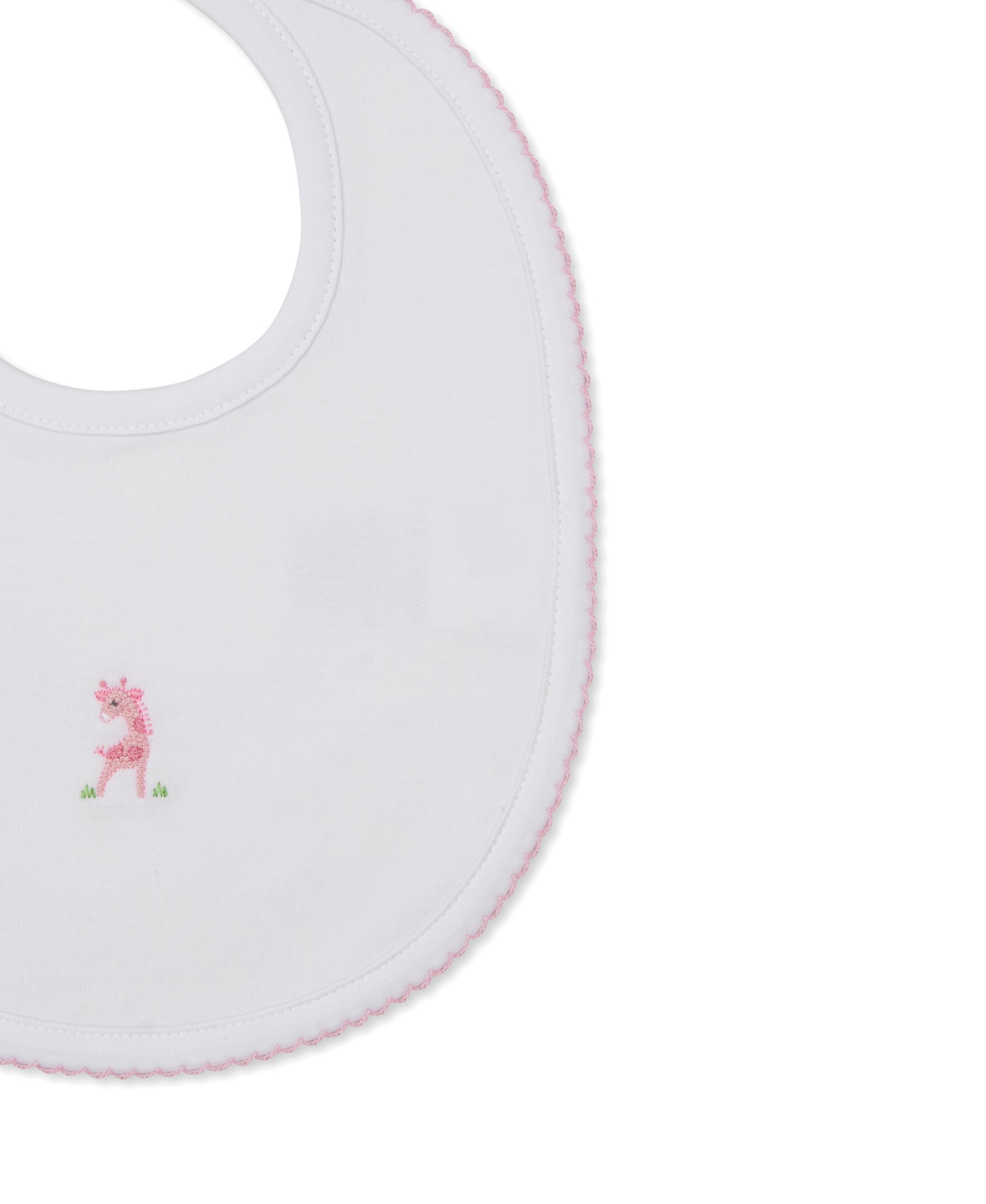 SCE Safari Party White/Pink Hand Emb. Bib - Kissy Kissy