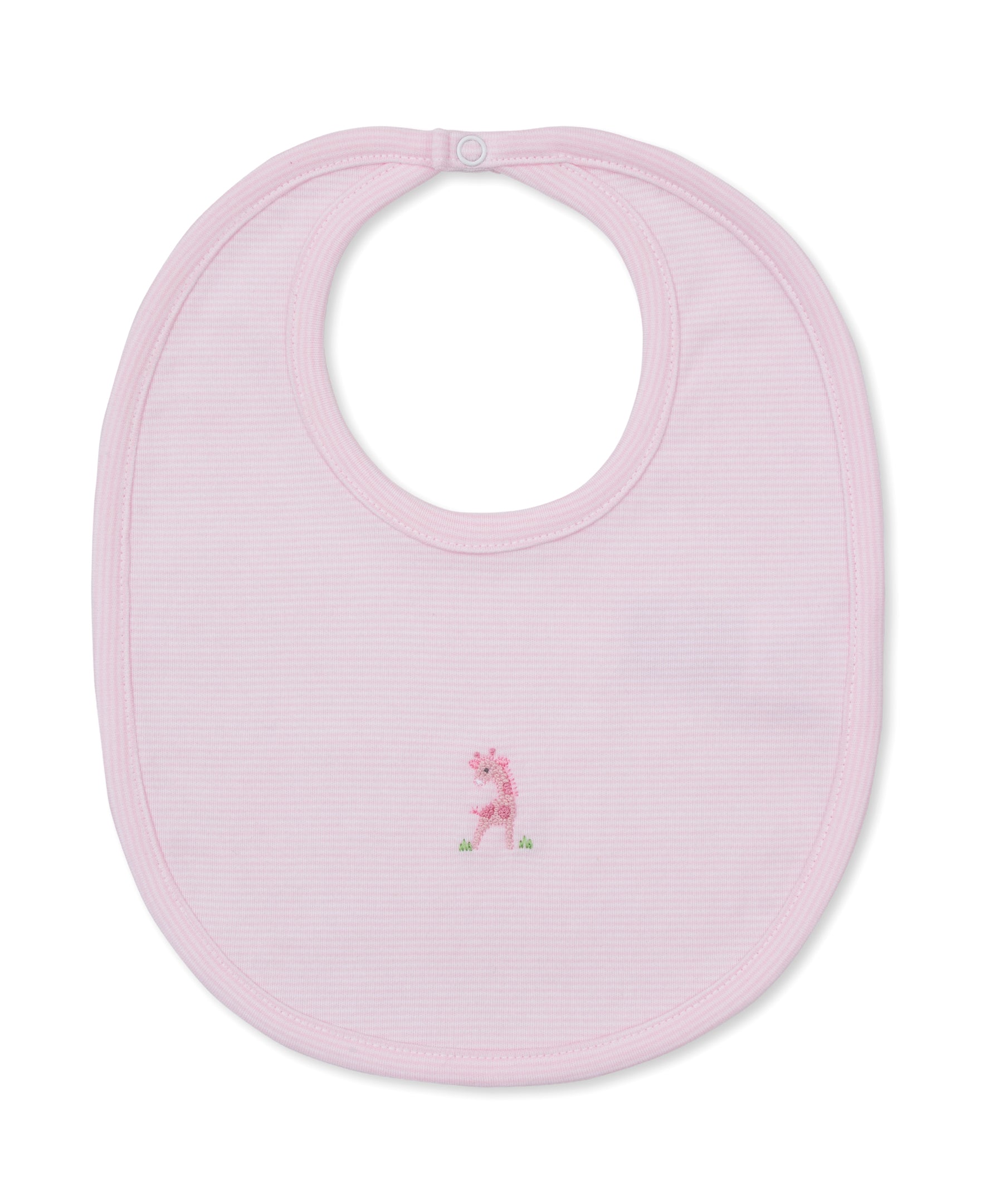 SCE Safari Party Pink Stripe Hand Emb. Bib - Kissy Kissy