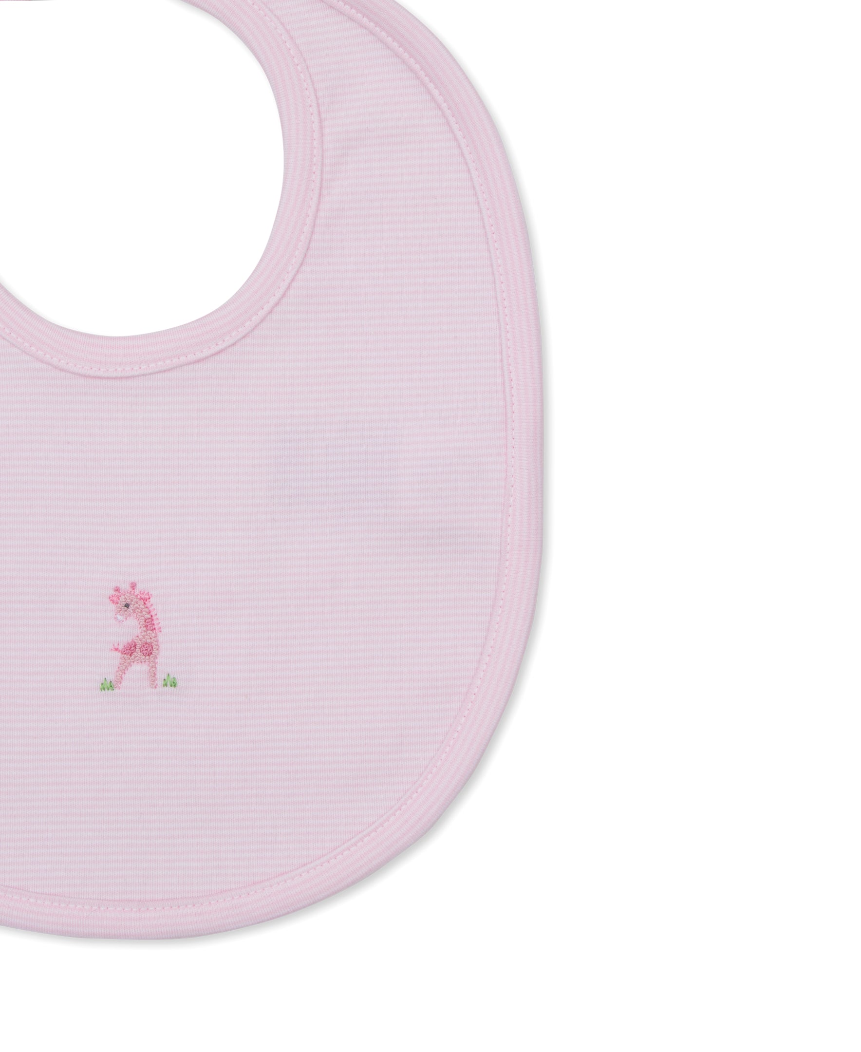 SCE Safari Party Pink Stripe Hand Emb. Bib - Kissy Kissy