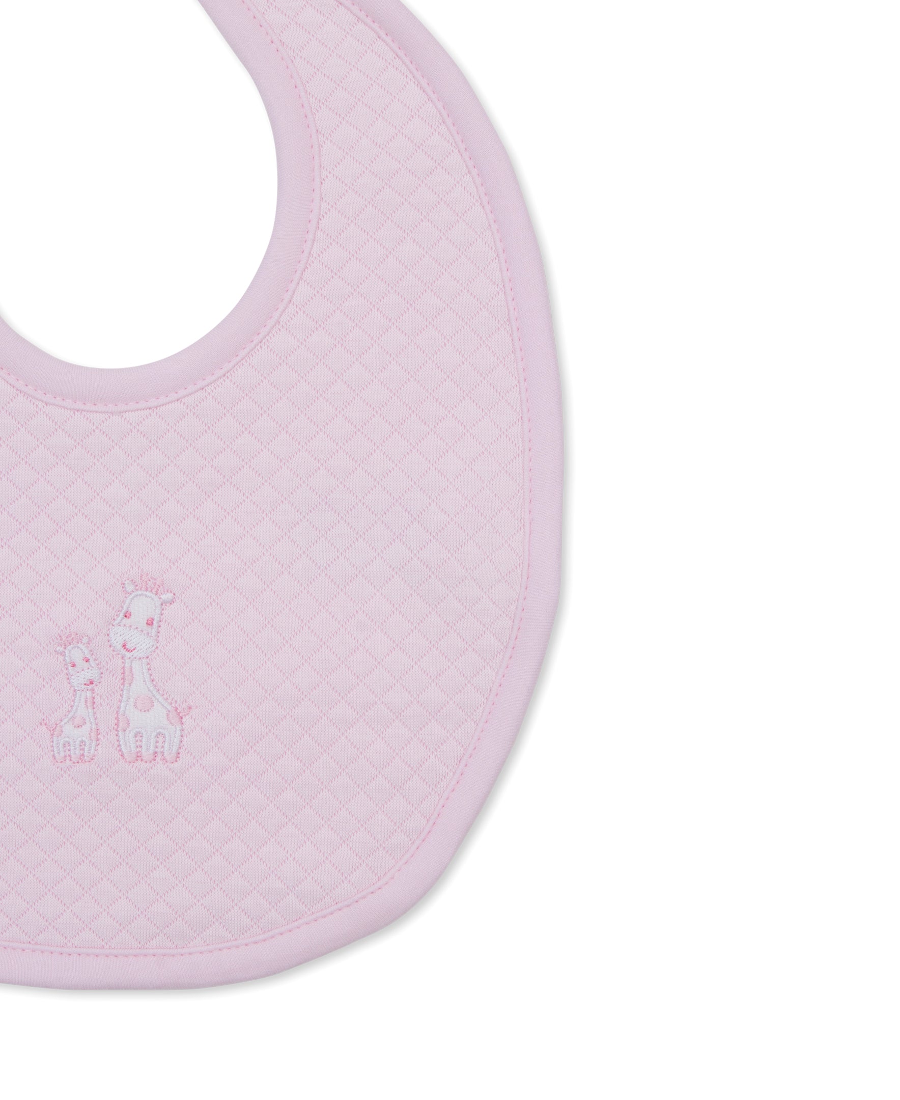 Giraffe Laughs Pink Jacquard Bib - Kissy Kissy