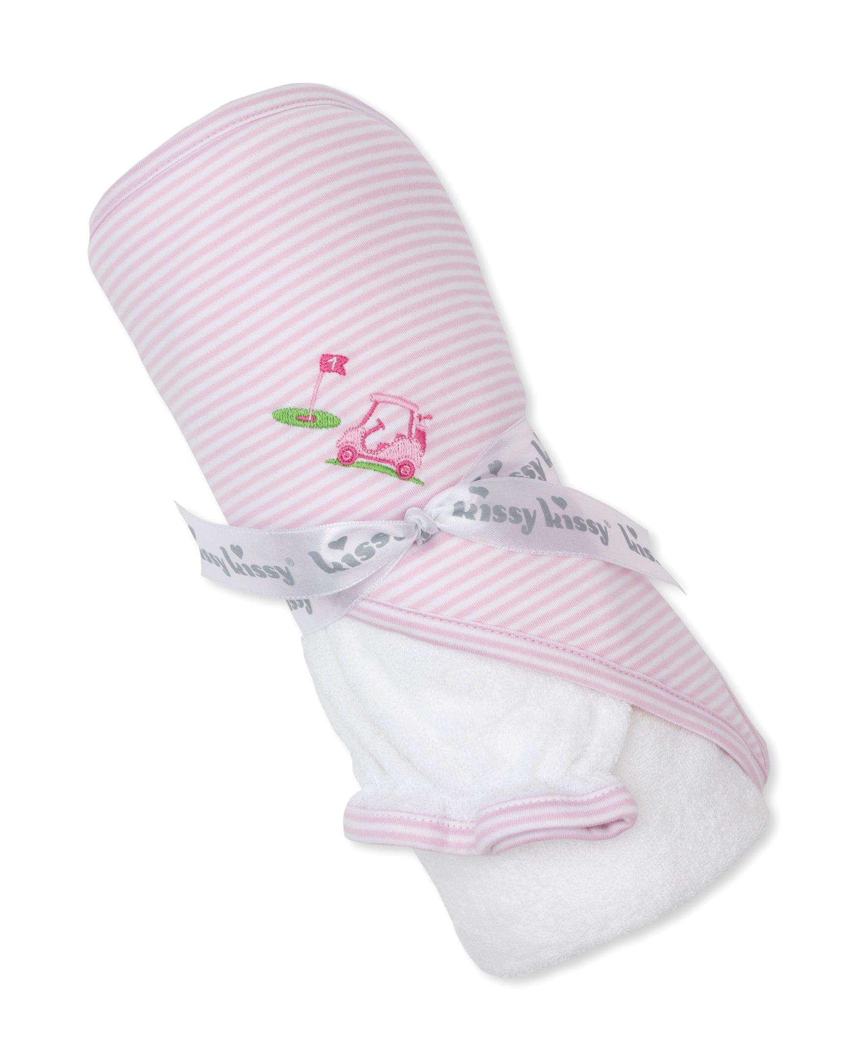 Golf Championship Pink Hooded Towel & Mitt Set - Kissy Kissy