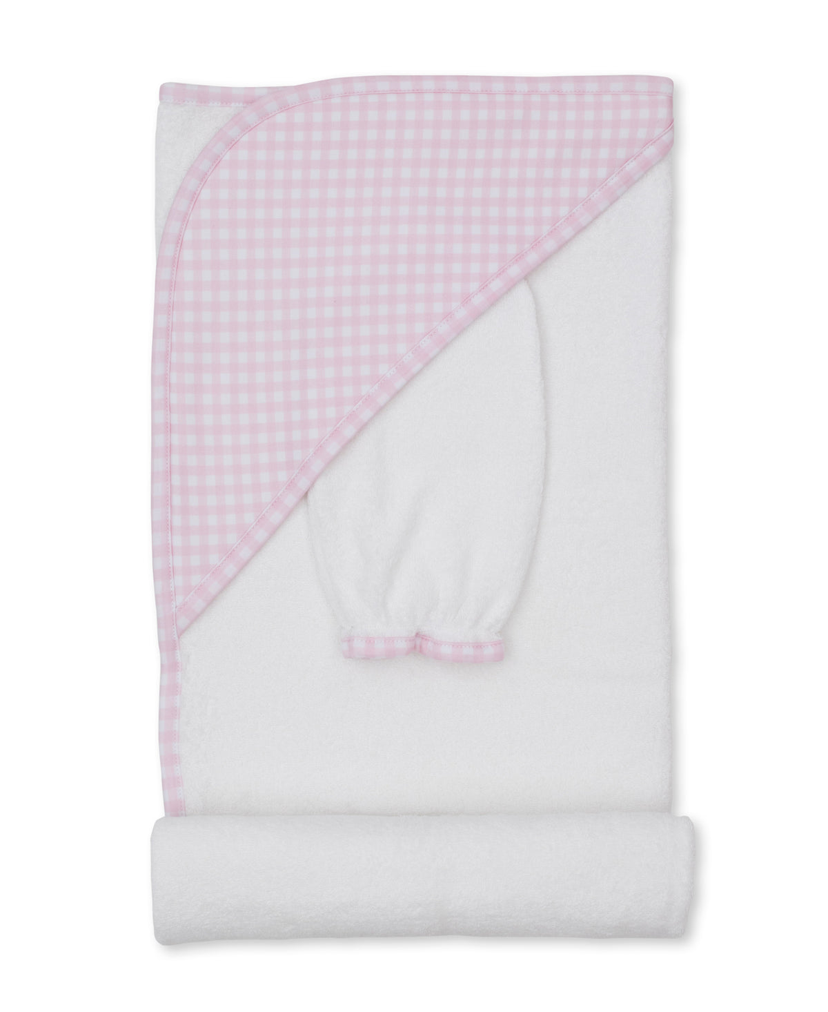 Gingham Traditions Pink Towel & Mitt Set - Kissy Kissy