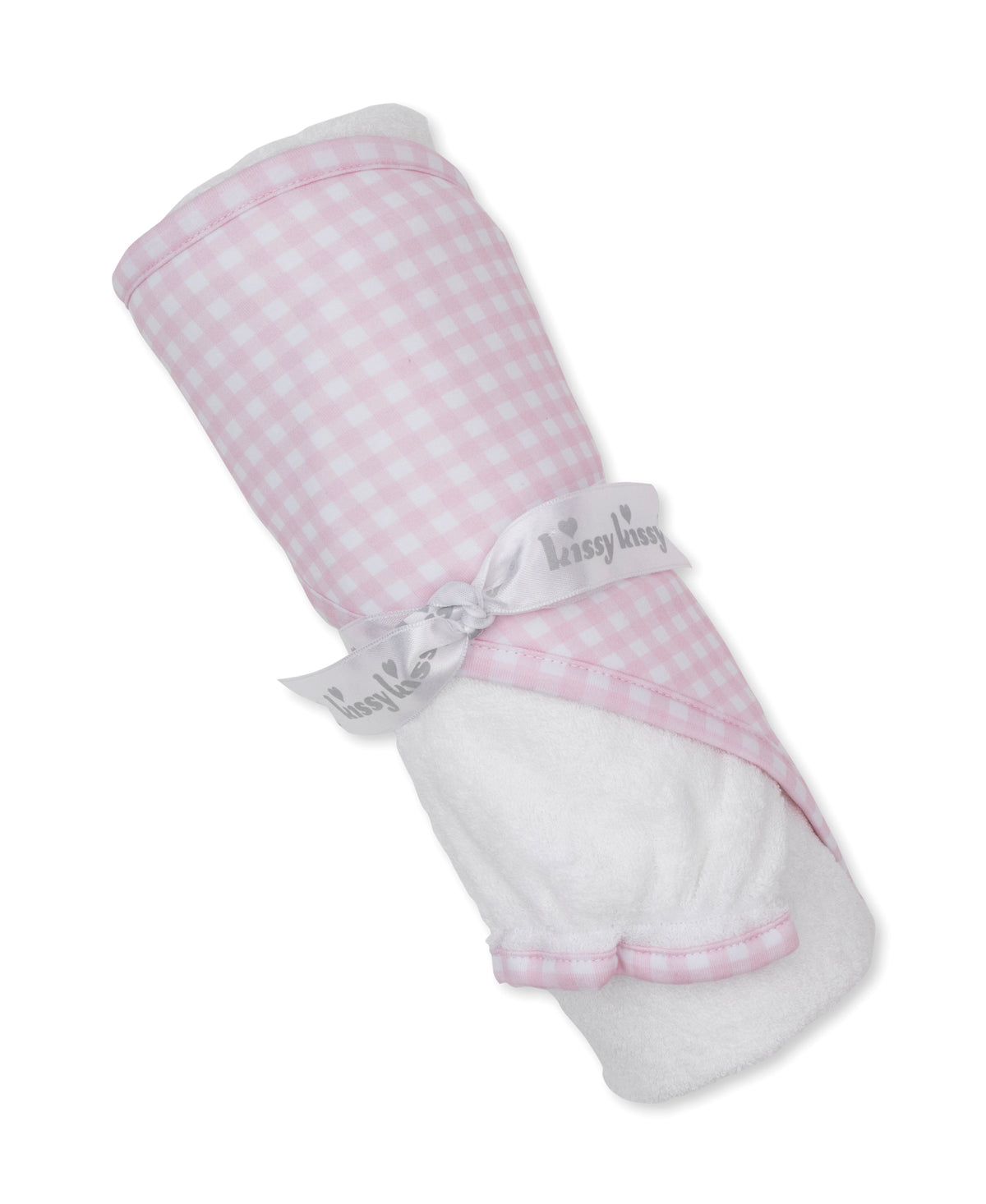 Gingham Traditions Pink Towel & Mitt Set - Kissy Kissy