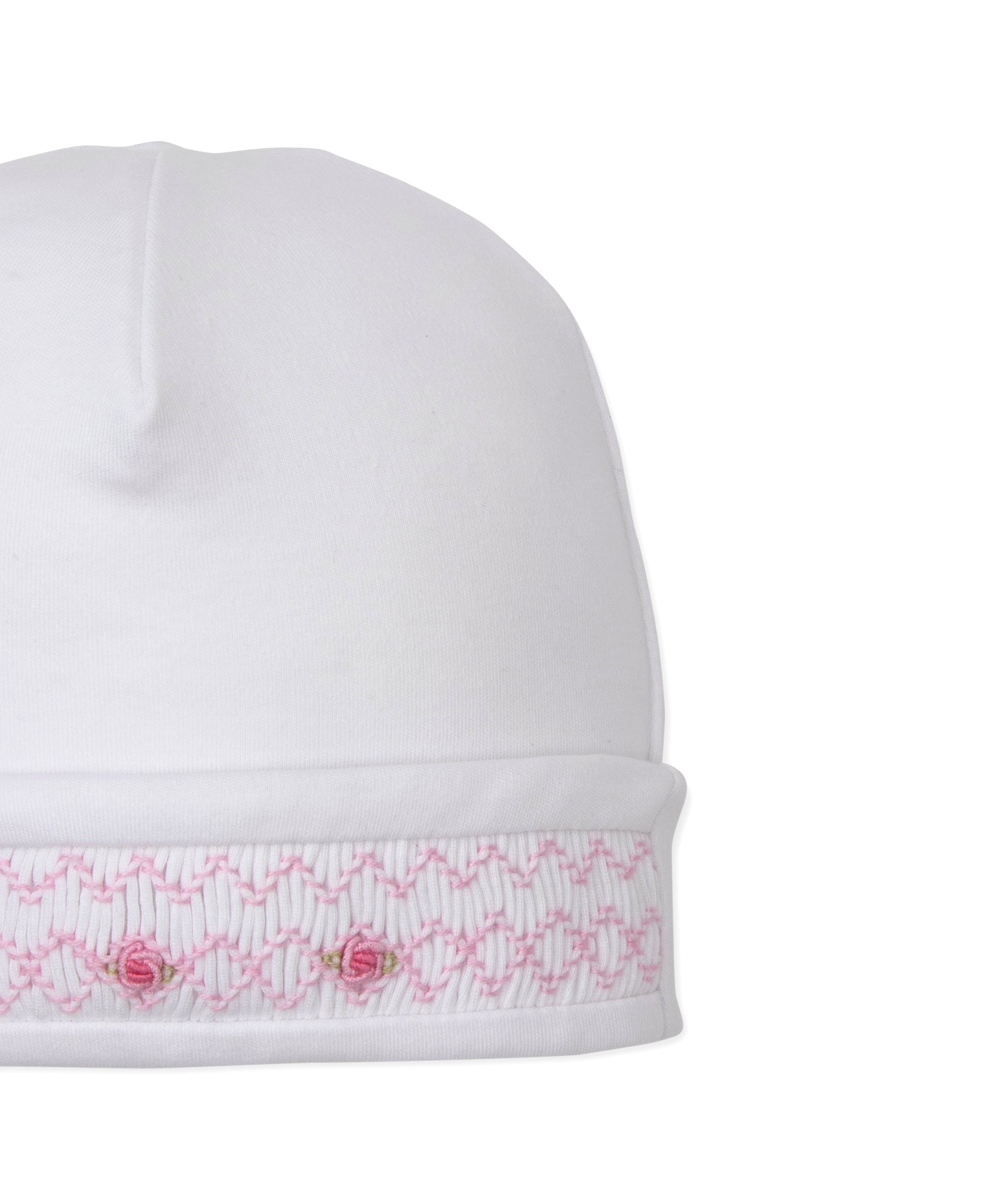 CLB Summer Bishop 26 White/Pink Hand Smocked Hat - Kissy Kissy