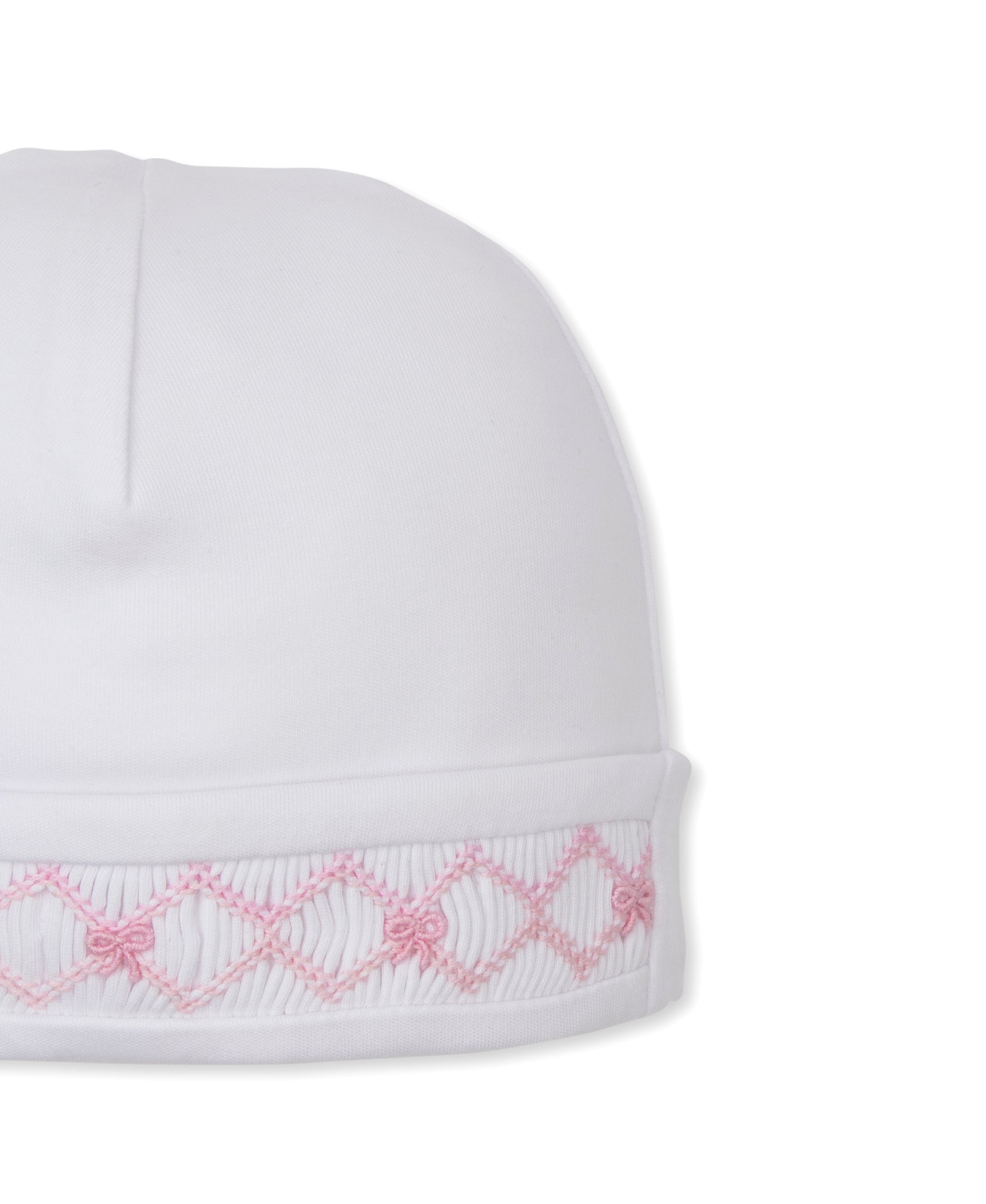 CLB Summer Bows 26 White/Pink Hand Smocked Hat - Kissy Kissy