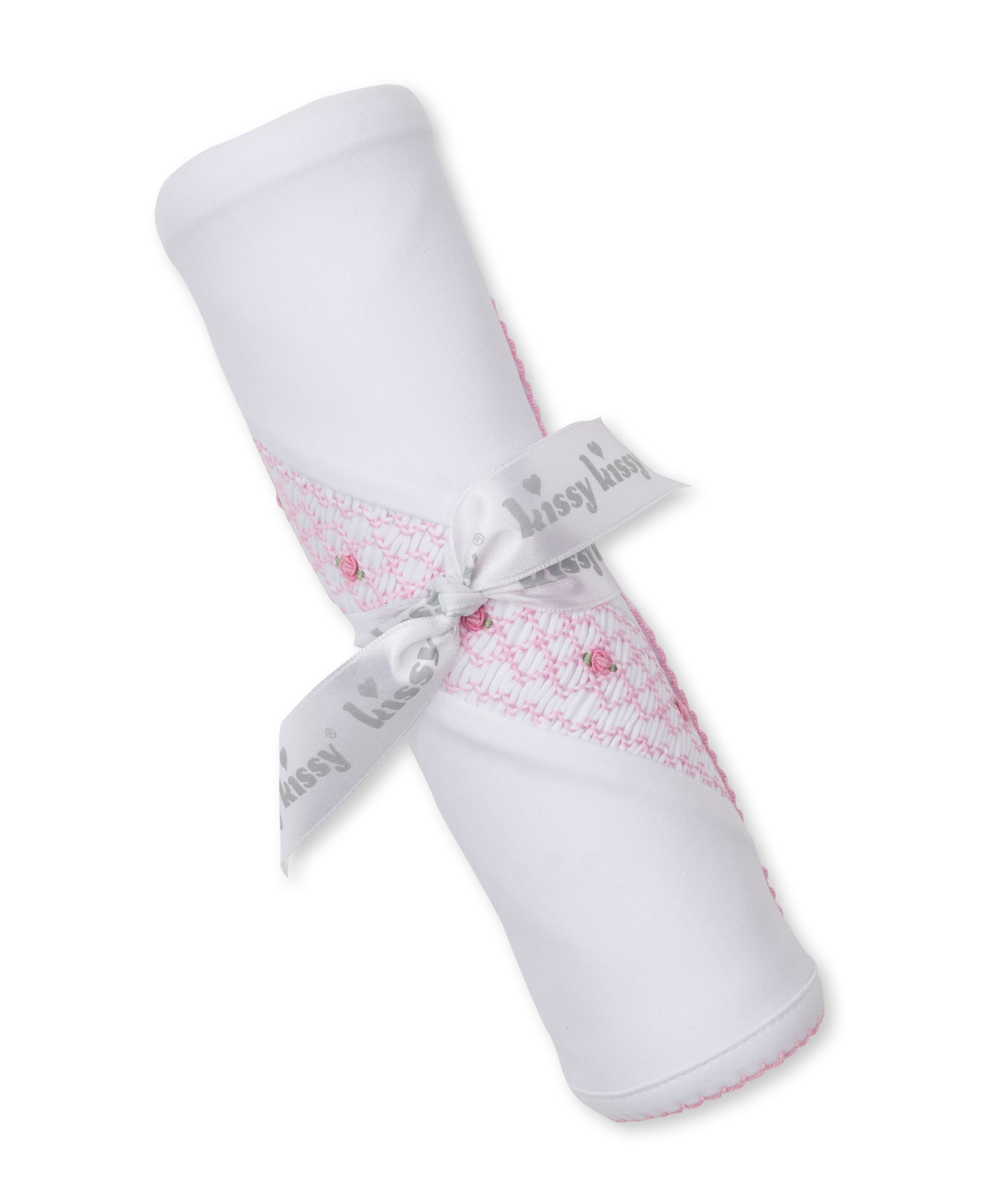 CLB Fall 25 White/Pink Hand Smocked Blanket - Kissy Kissy