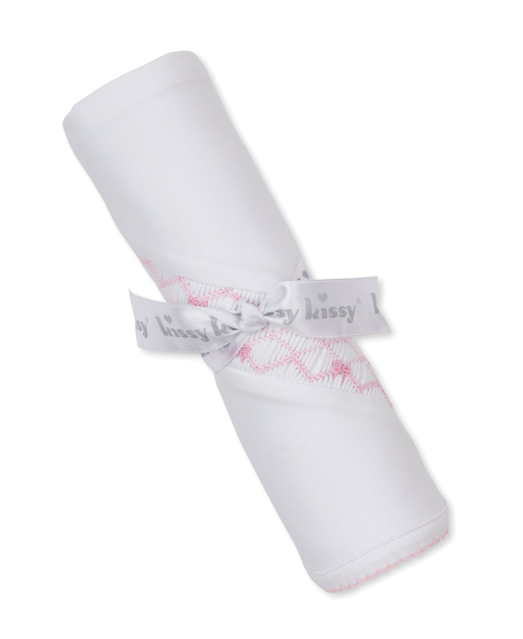 CLB Summer Bows 26 White/Pink Hand Smocked Blanket - Kissy Kissy