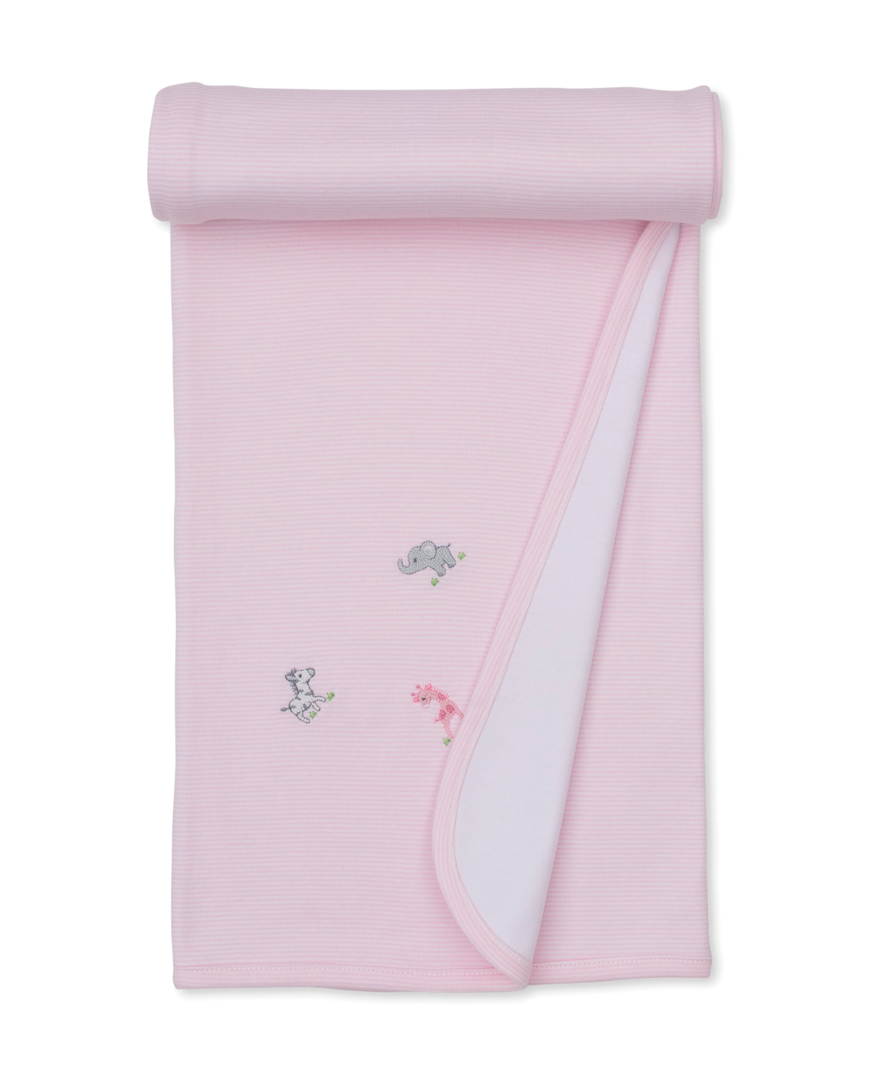 SCE Safari Party Pink Hand Emb. Stripe Blanket - Kissy Kissy