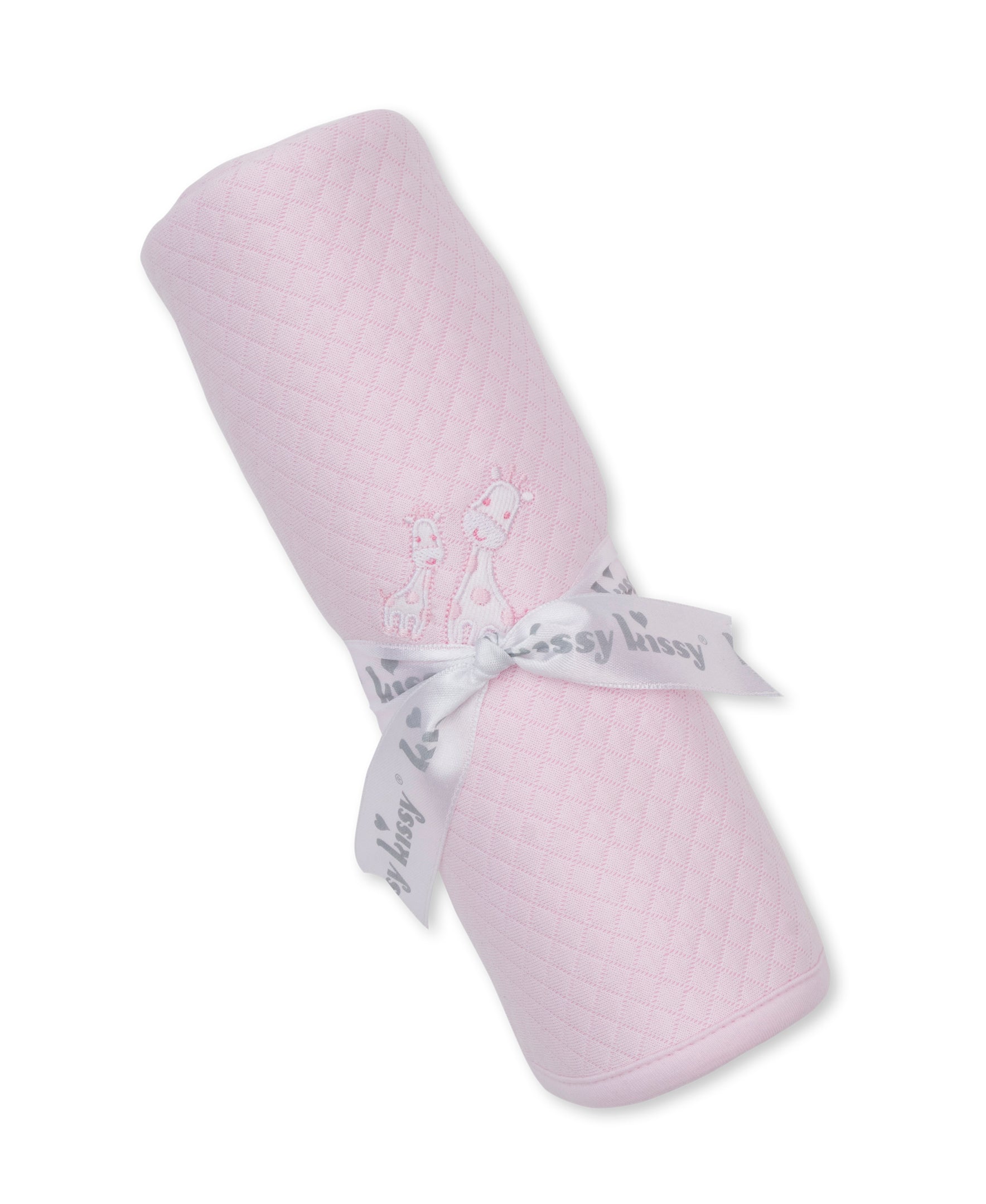 Giraffe Laughs Pink Jacquard Blanket - Kissy Kissy