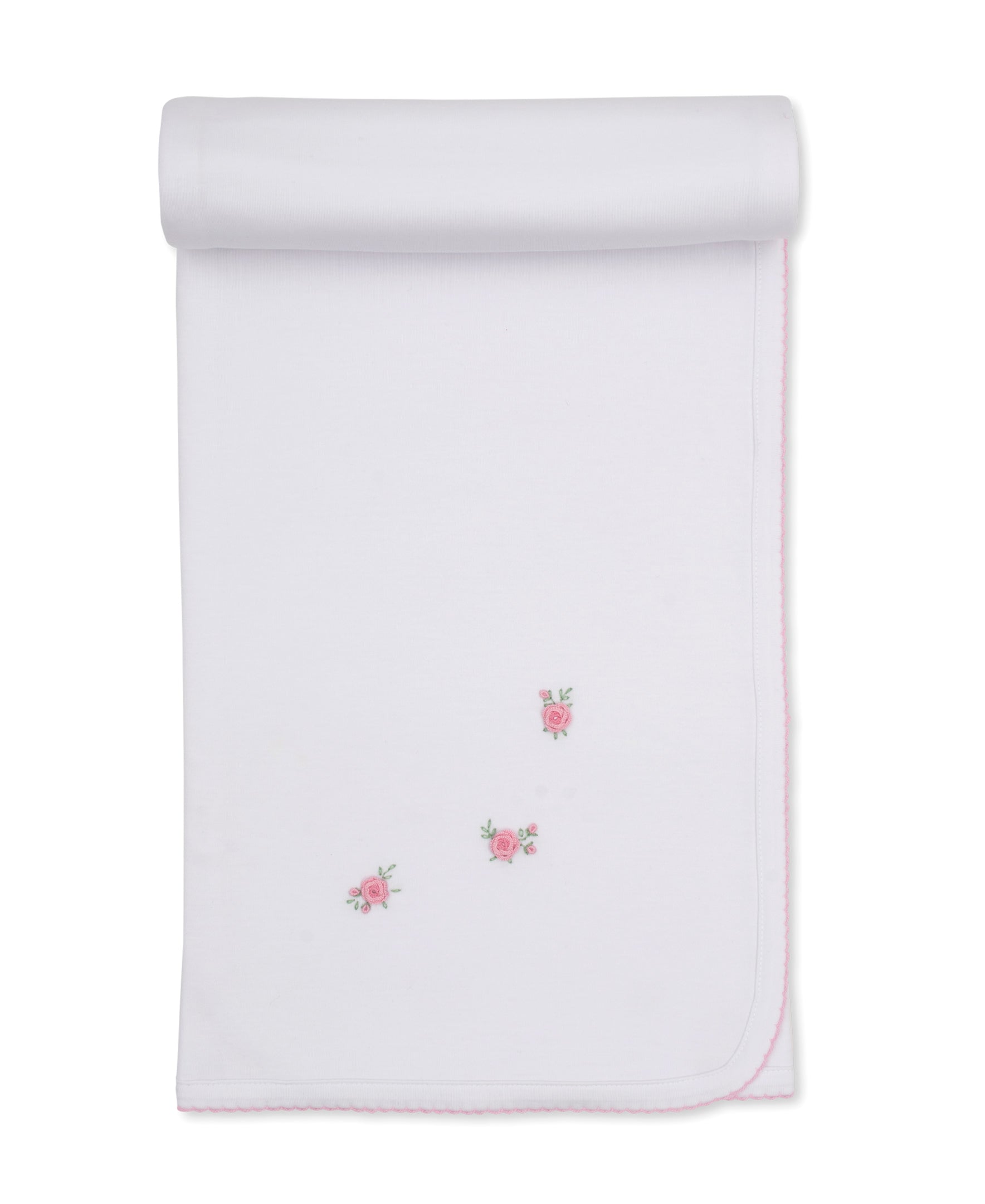SCE Cottage Roses White/Pink Hand Emb. Blanket - Kissy Kissy