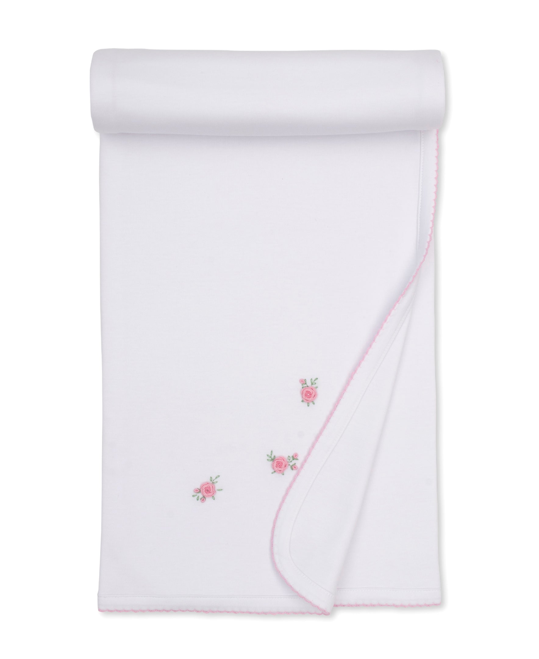 SCE Cottage Roses White/Pink Hand Emb. Blanket - Kissy Kissy