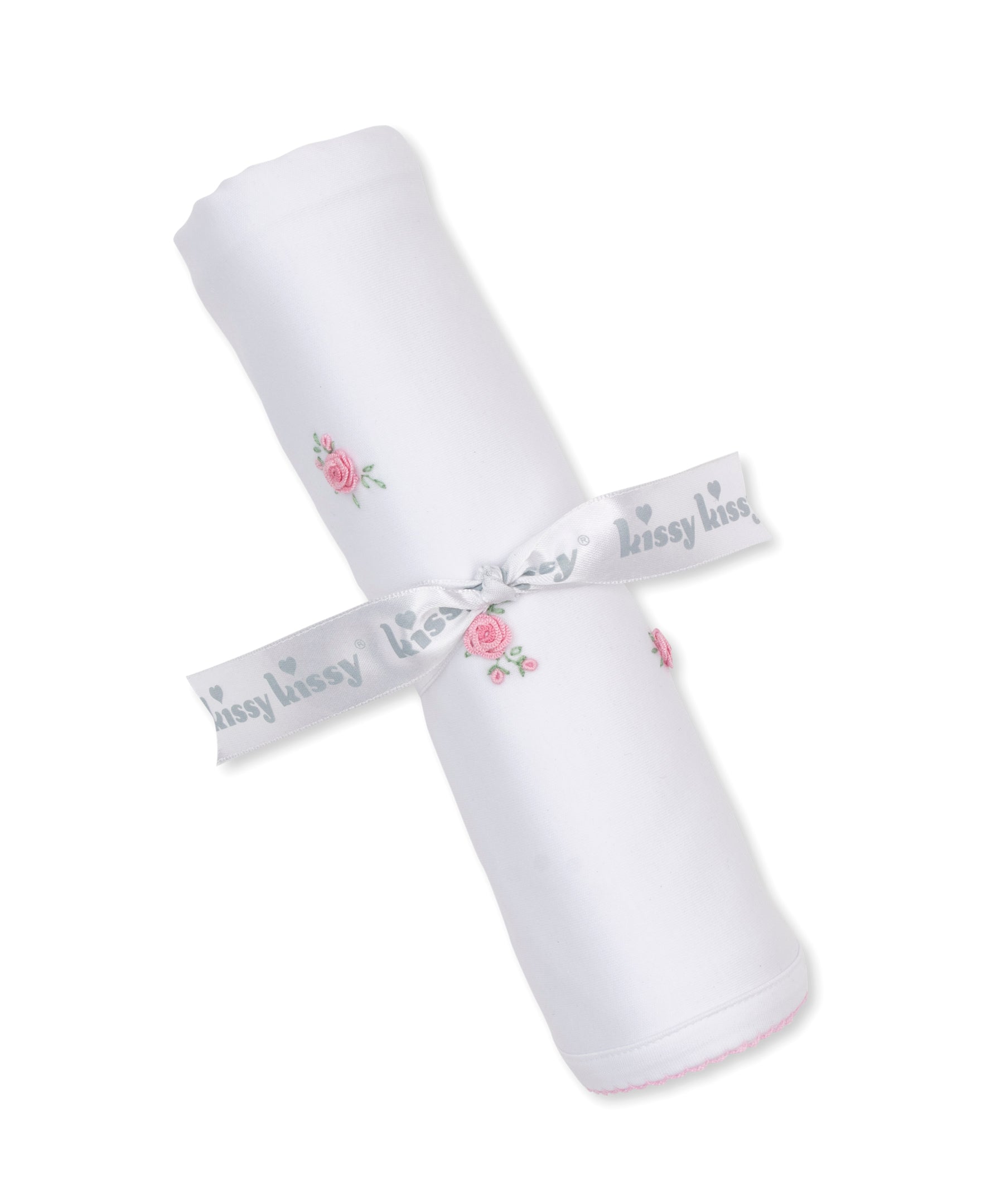 SCE Cottage Roses White/Pink Hand Emb. Blanket - Kissy Kissy