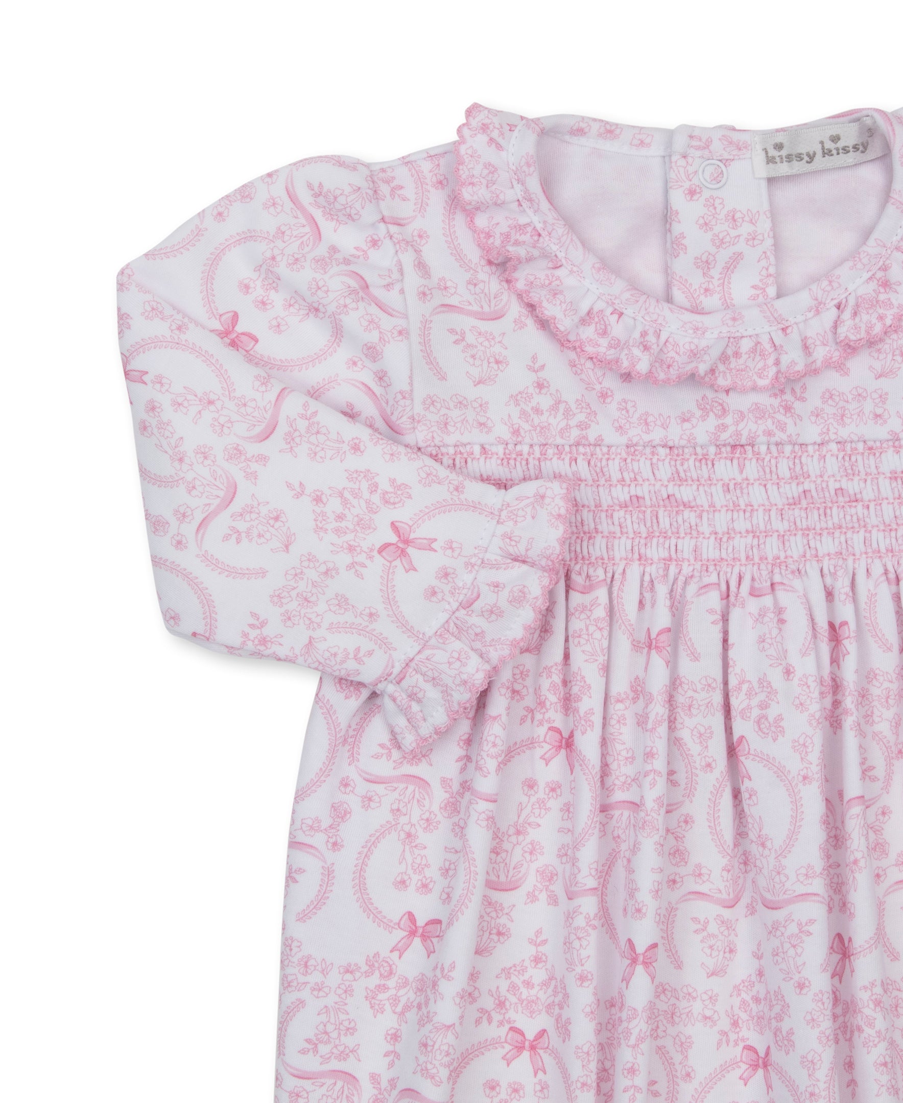 Delicate Blooming Bows Pink Smocked Playsuit - Kissy Kissy
