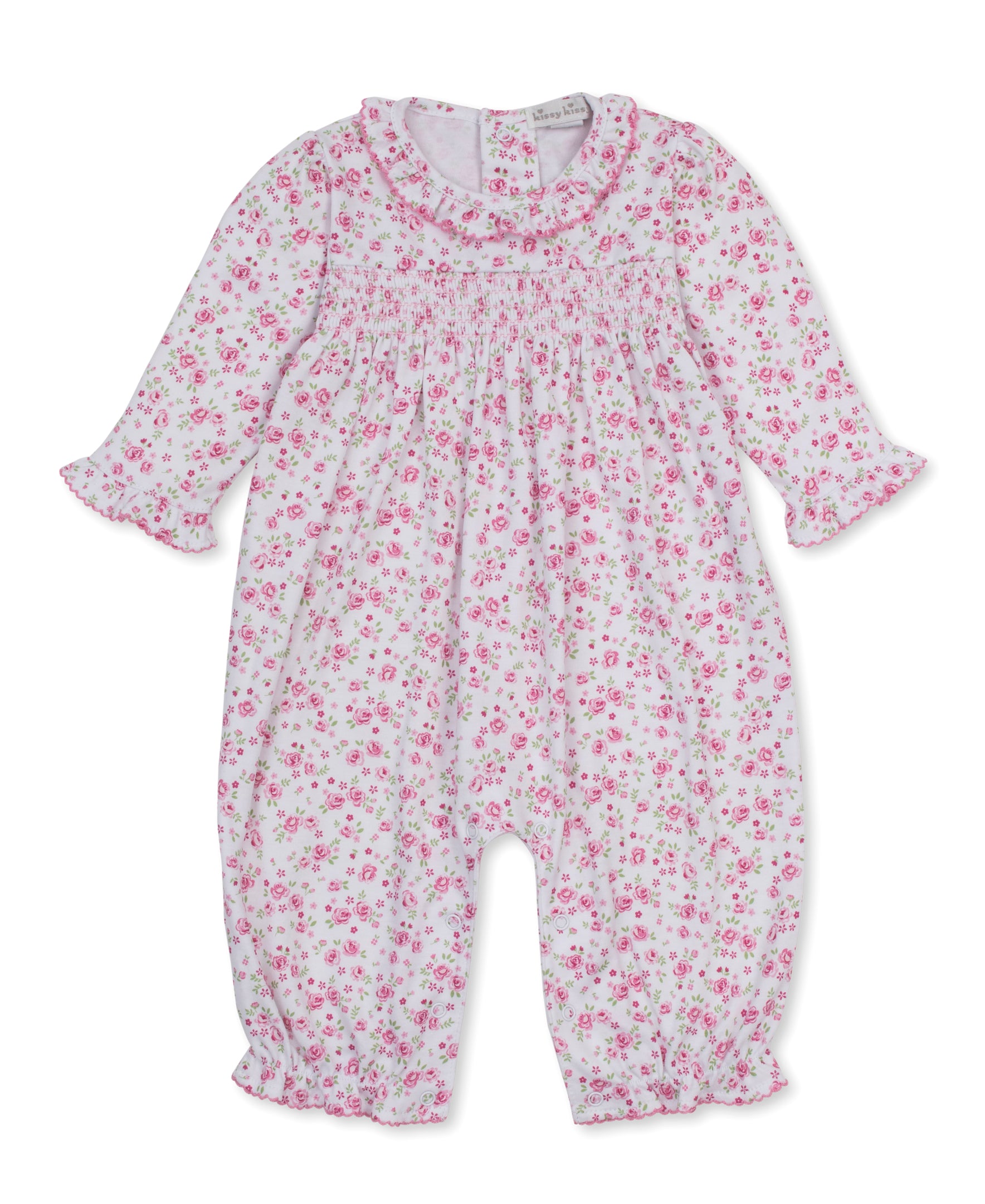 Cottage Roses Pink Smocked Playsuit - Kissy Kissy