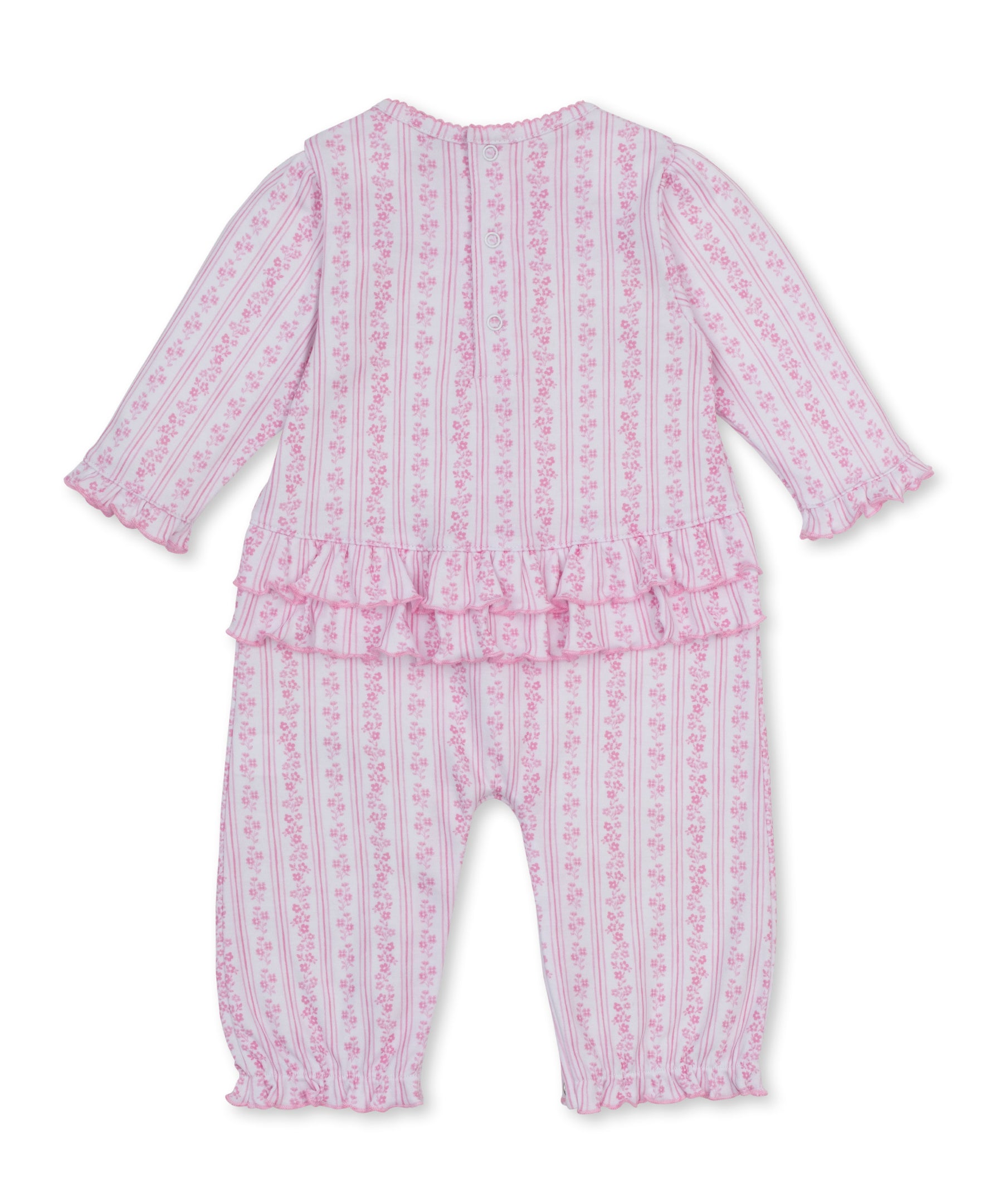 Watercolor Floral Stripes Pink Ruffle Playsuit