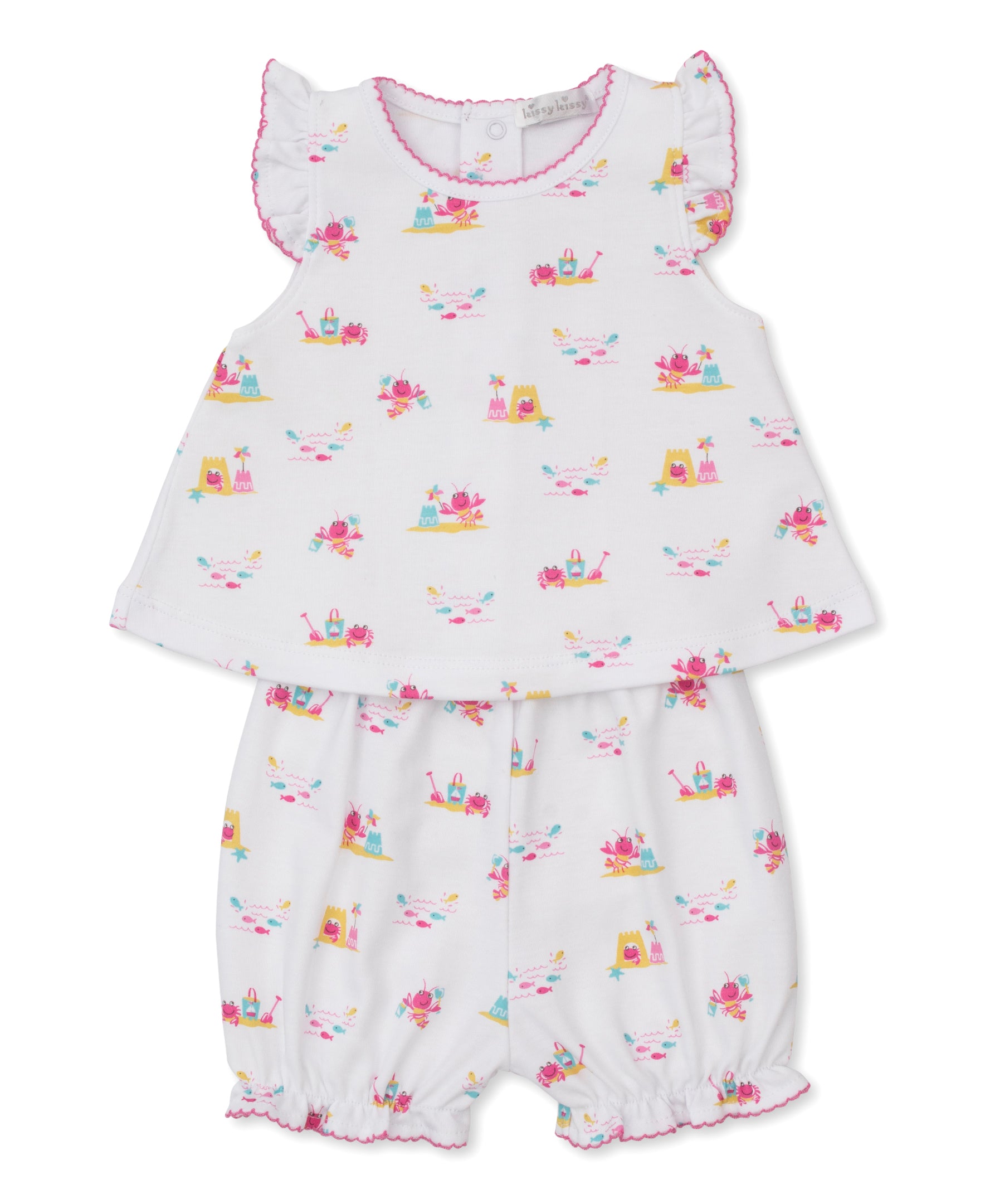 Lobsters Sandy Smiles Pink Sunsuit Set - Kissy Kissy