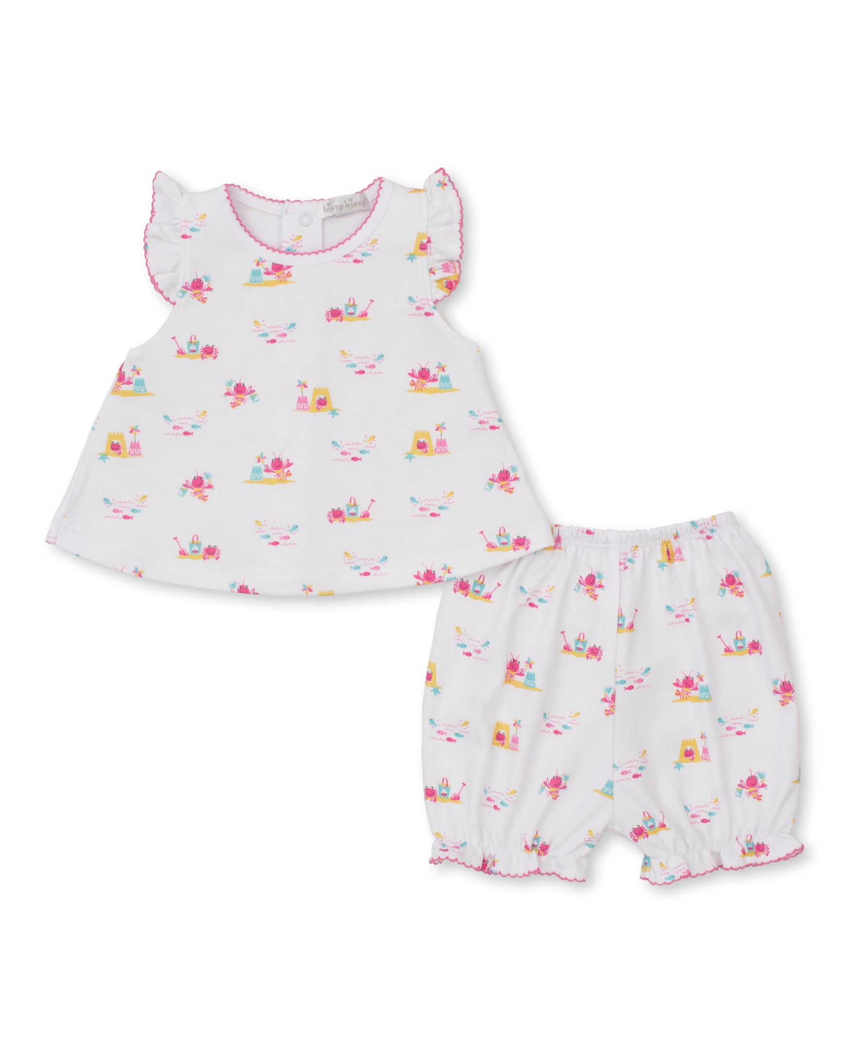 Lobsters Sandy Smiles Pink Sunsuit Set - Kissy Kissy