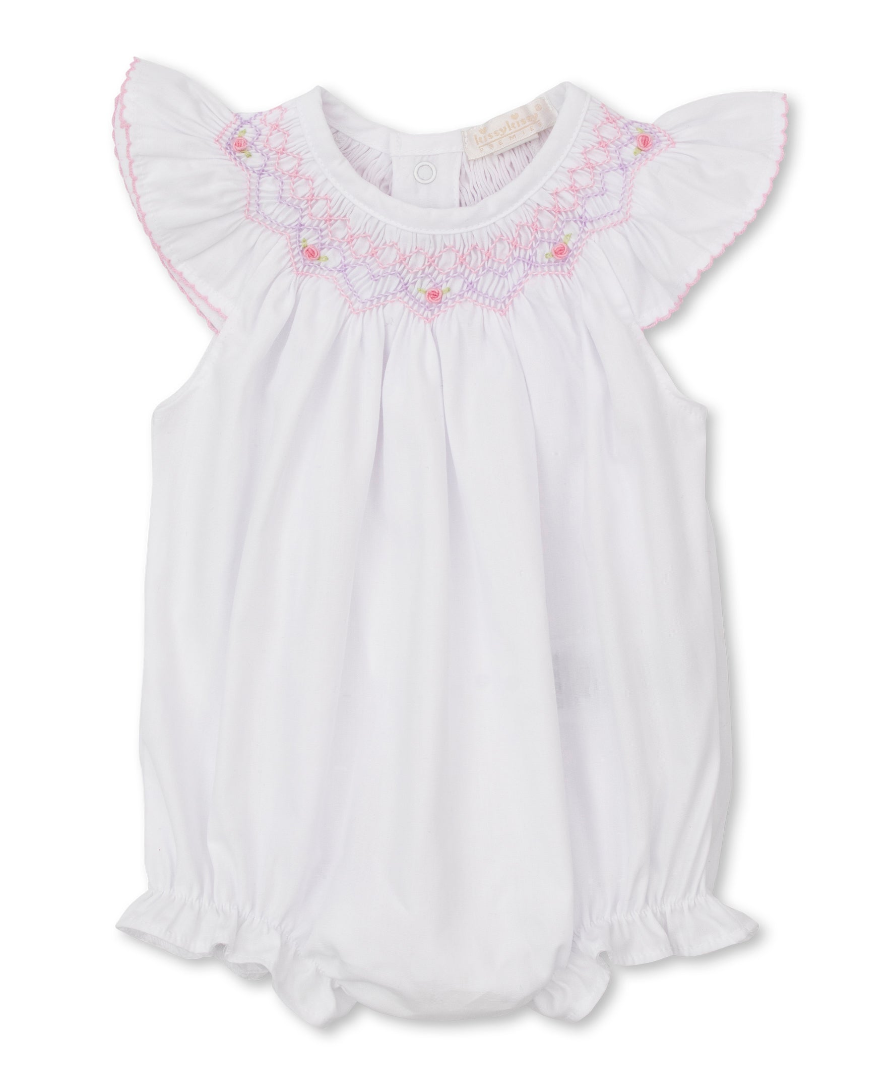 CLB Summer Bishop 25 White Hand Smocked Woven Bubble - Kissy Kissy