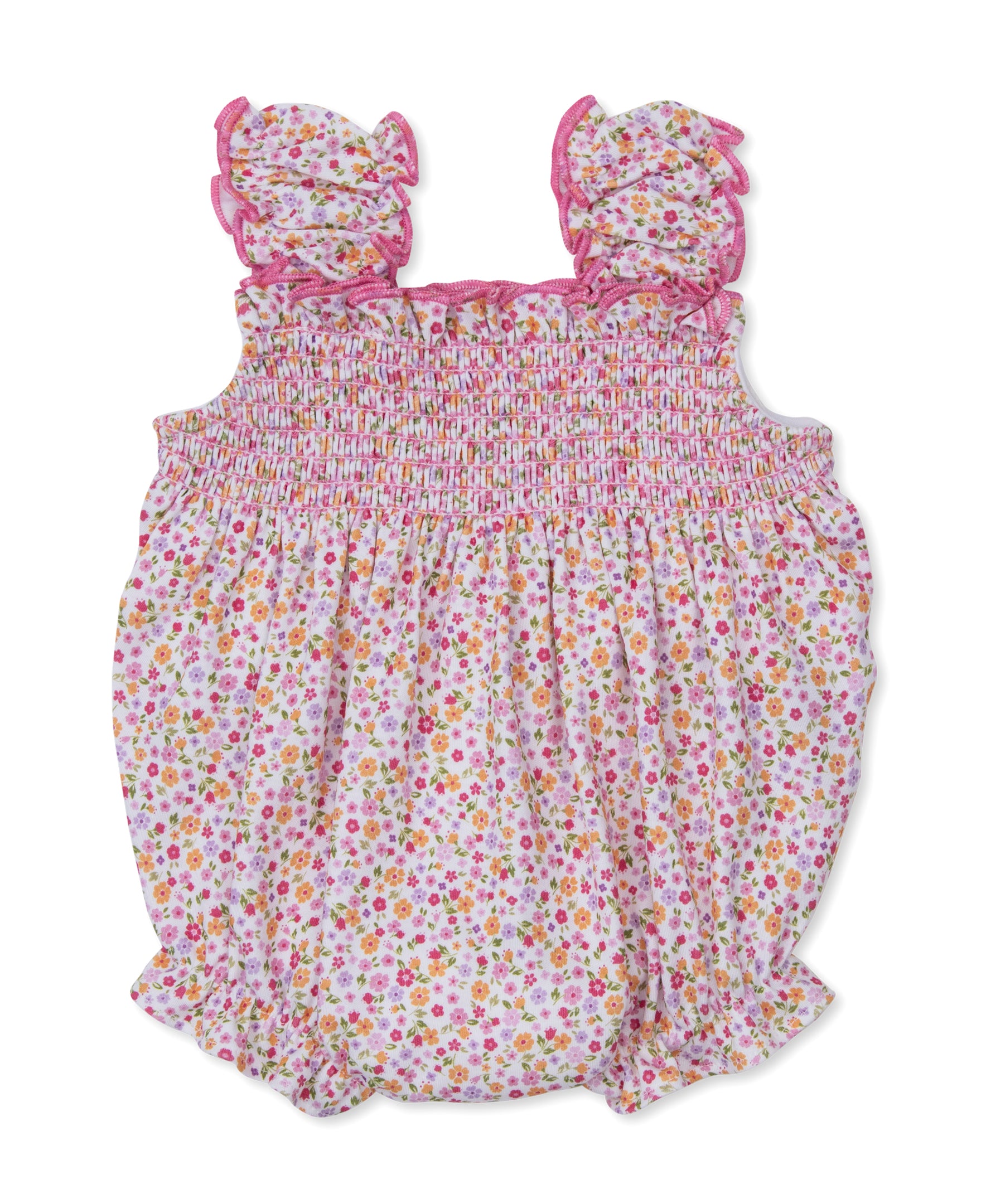 Blossoming Bows Floral Smocked Bubble - Kissy Kissy