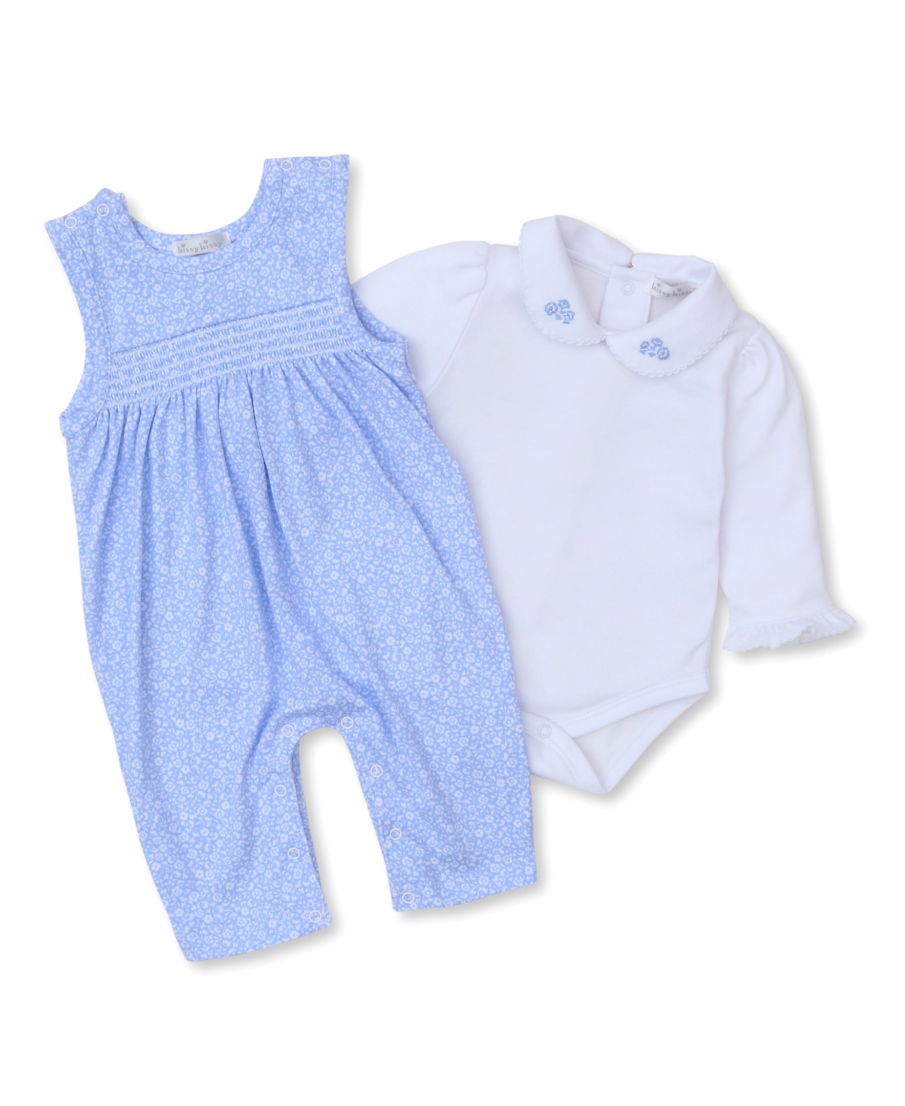 Fall Flower Patch Blue Overall Set - Kissy Kissy