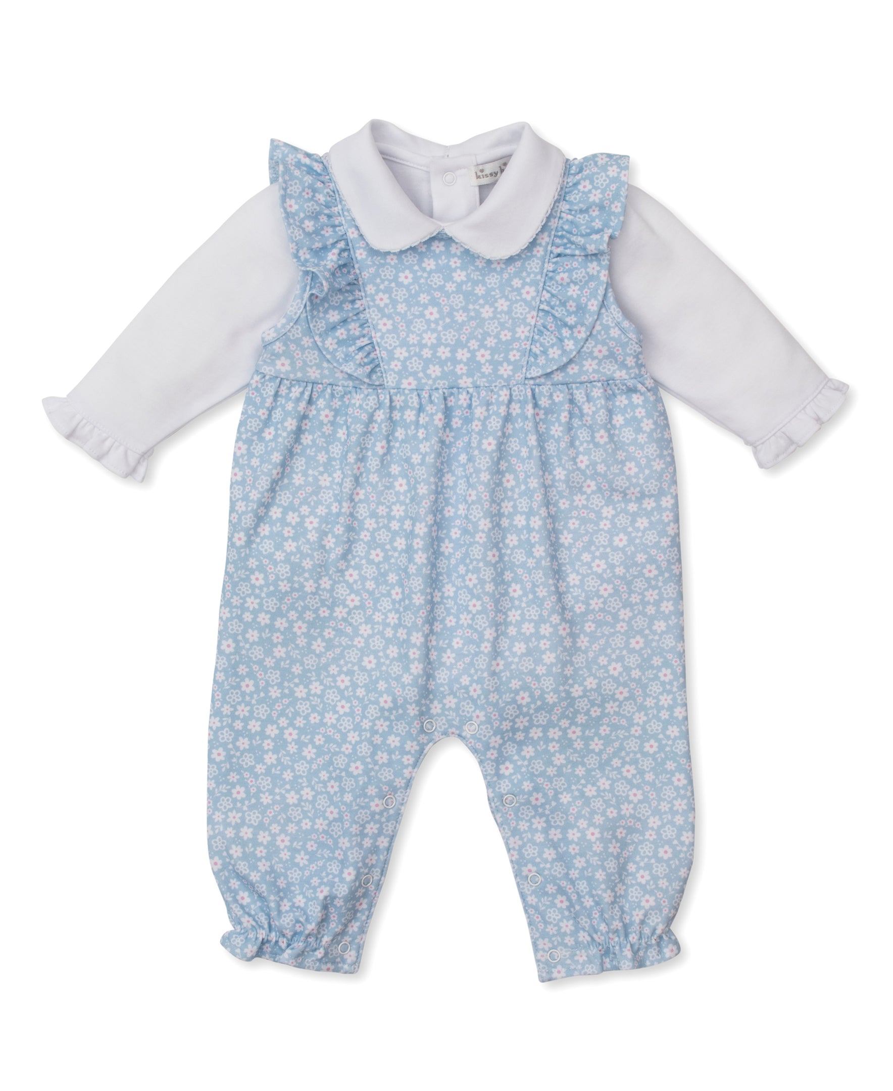 Fall in Bloom Blue Overall Set - Kissy Kissy