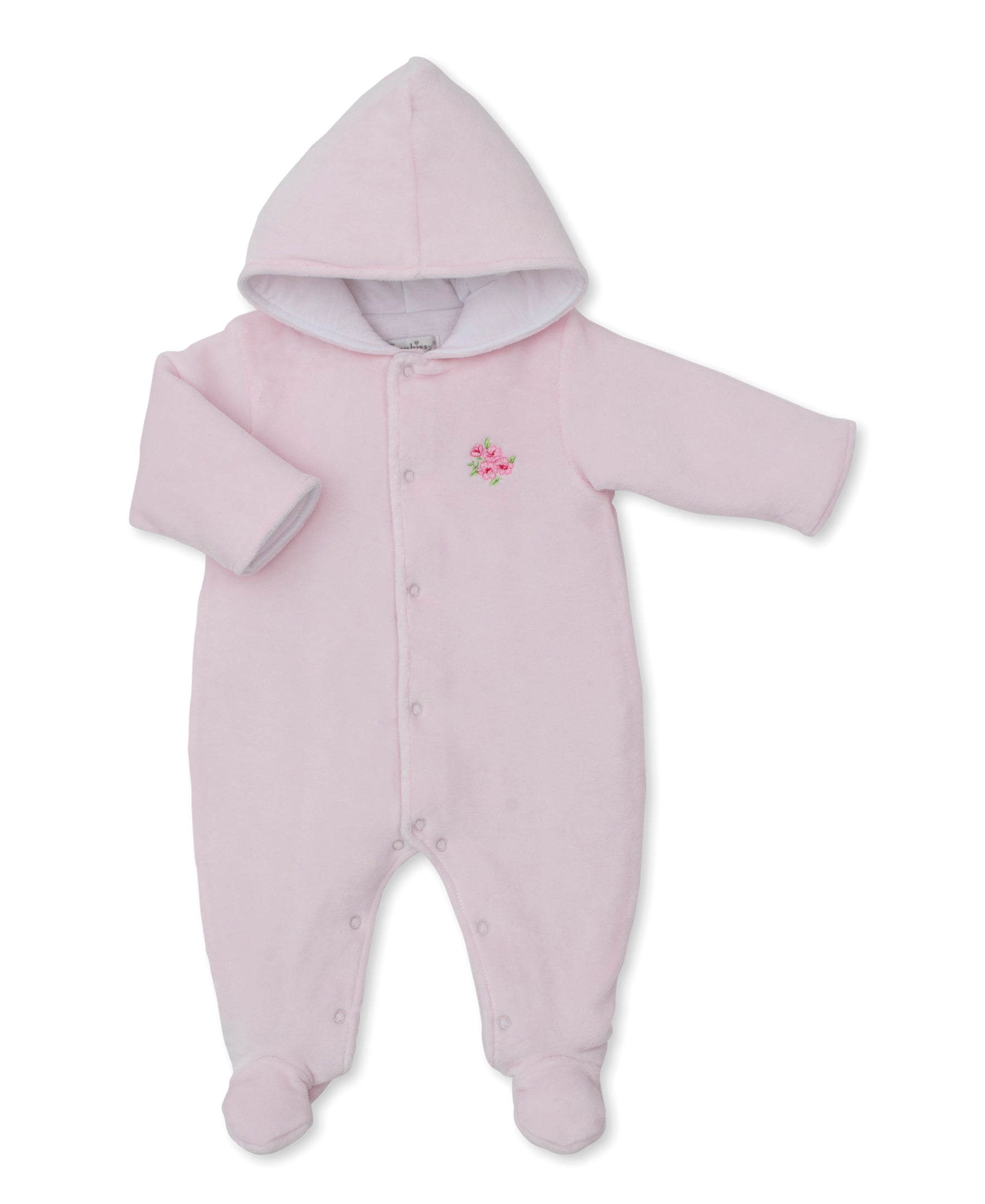 Roses and Blooms Pink Velour Footed Bunting - Kissy Kissy