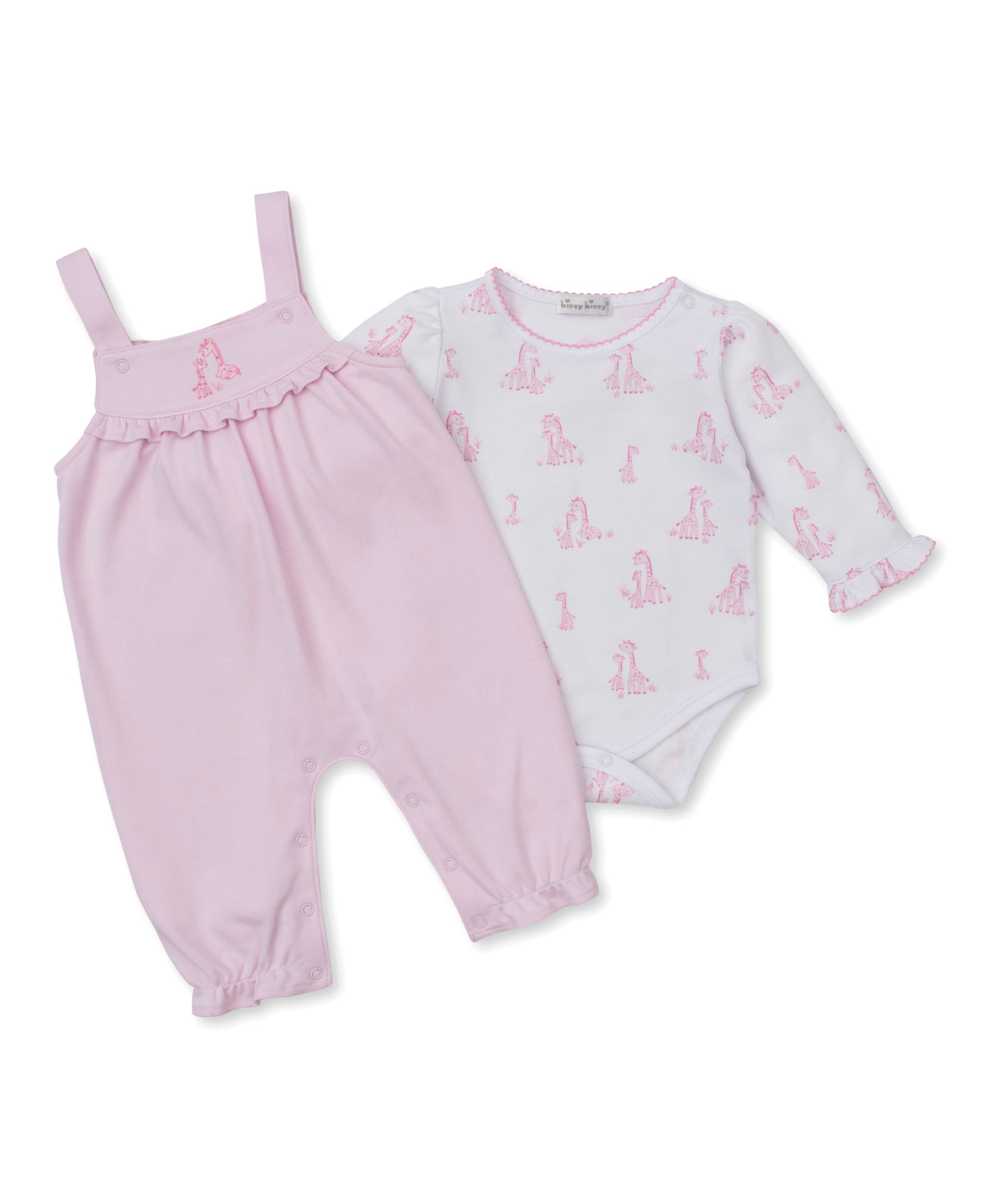 Giraffe Grace Pink Overall Set - Kissy Kissy