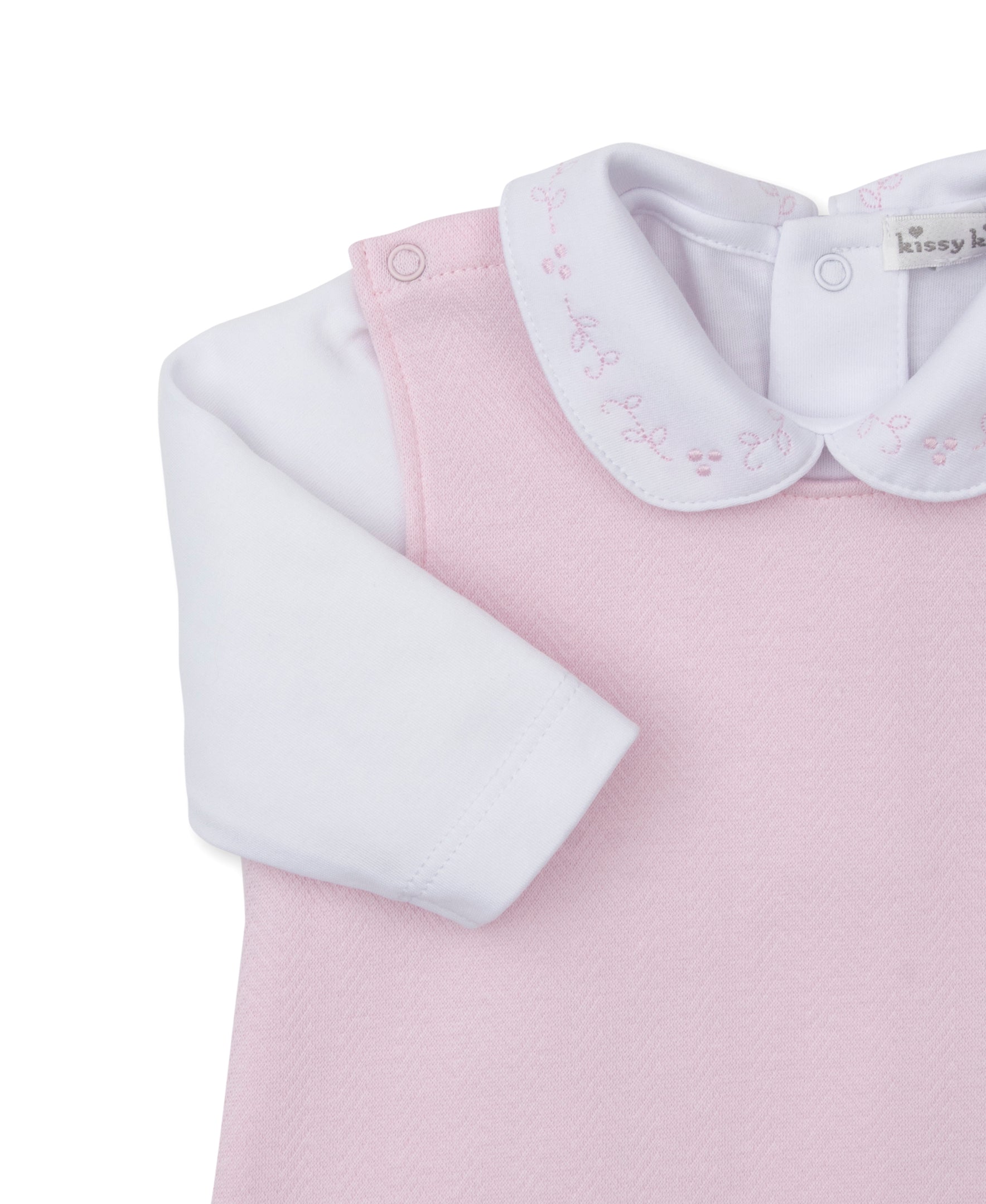 Sweet Homecoming Pink Jacquard Footed Overall Set - Kissy Kissy