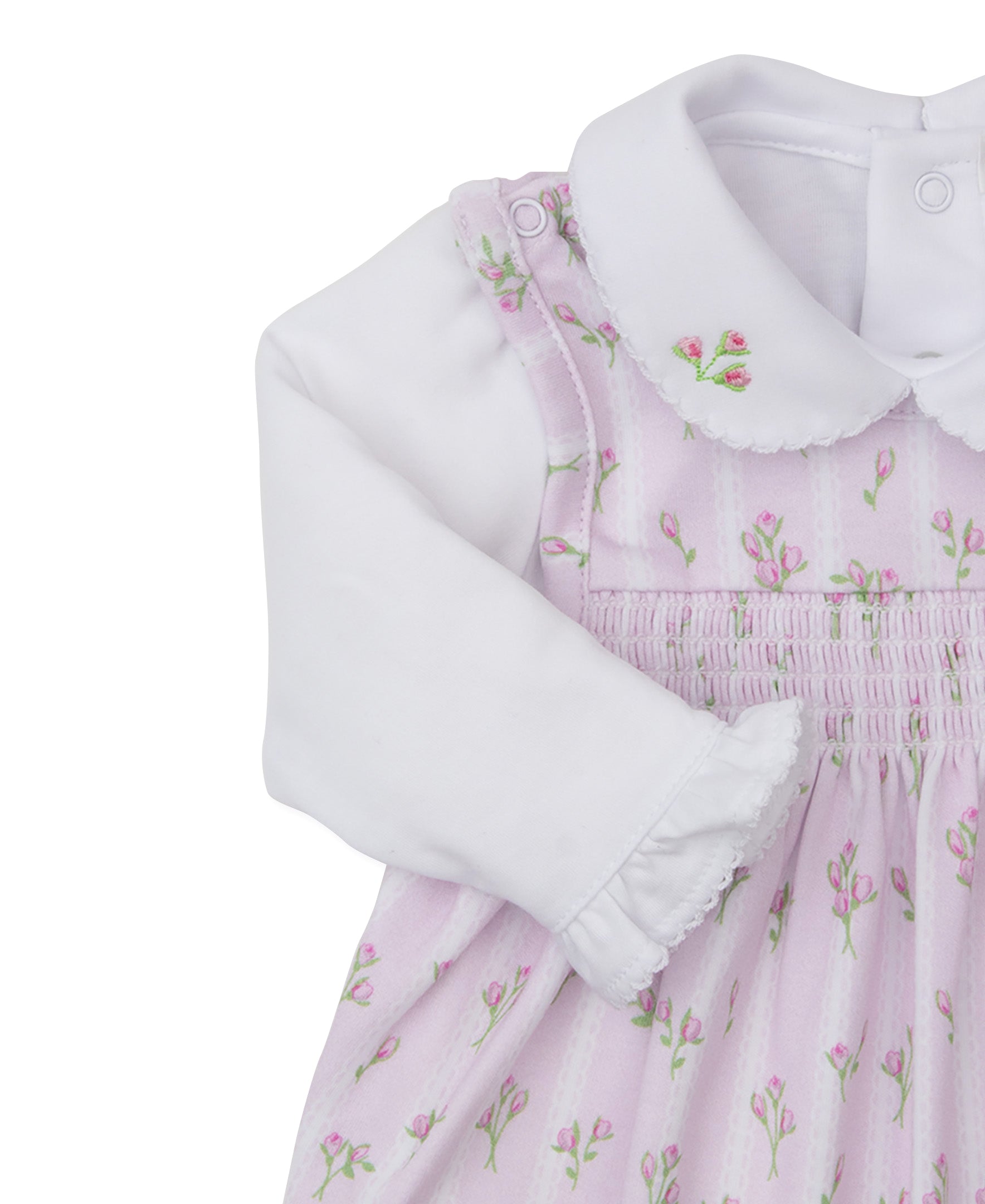 Ribbon Stripe Bouquets Pink Overall Set - Kissy Kissy