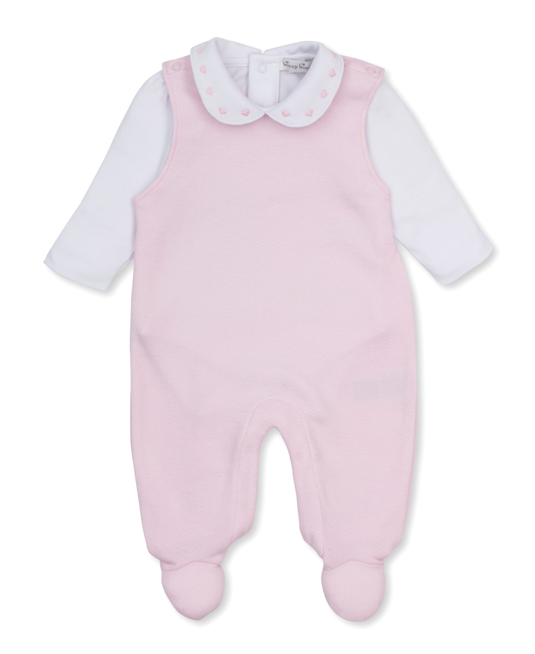 Baby Blessings Pink Jacquard Footed Overall Set