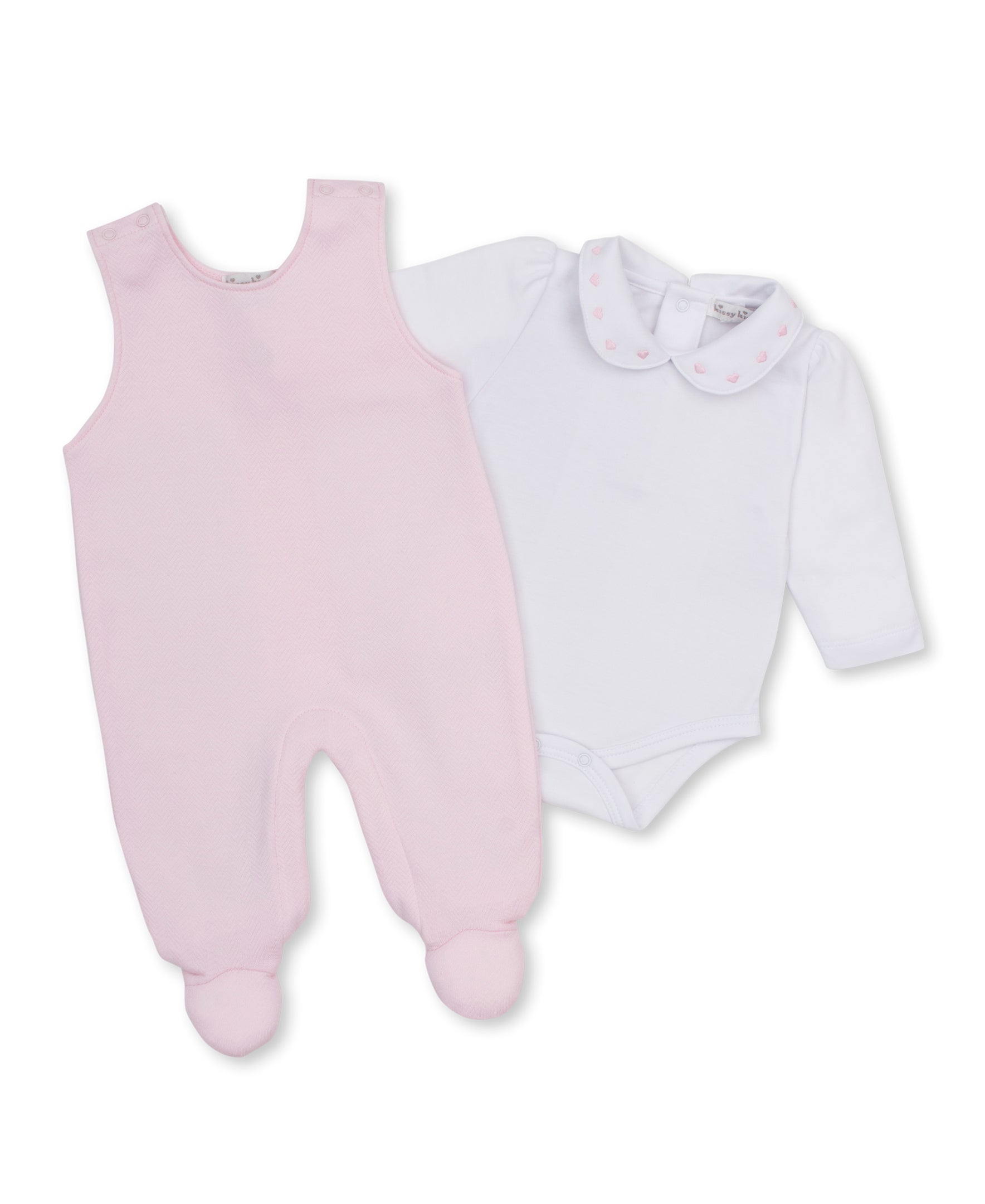 Baby Blessings Pink Jacquard Footed Overall Set