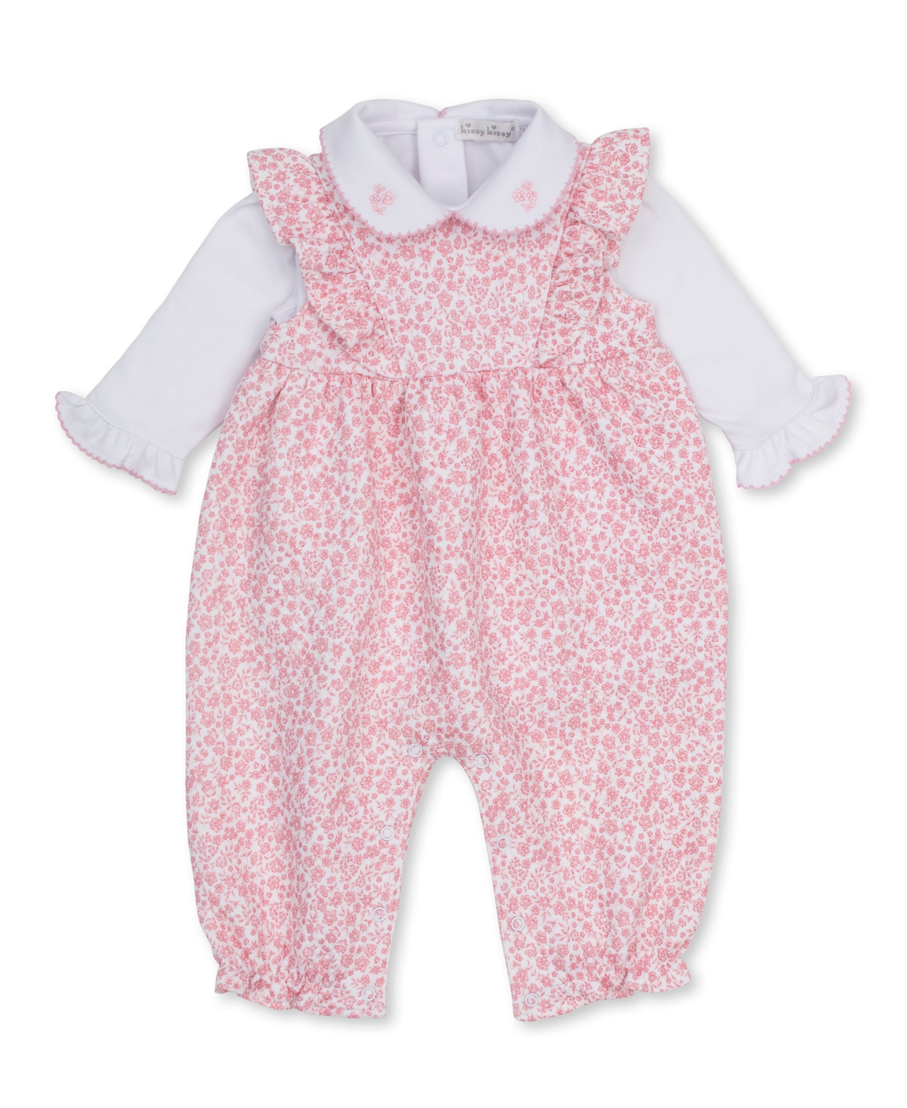 Fall Blooms Pink Jacquard Overall Set - Kissy Kissy