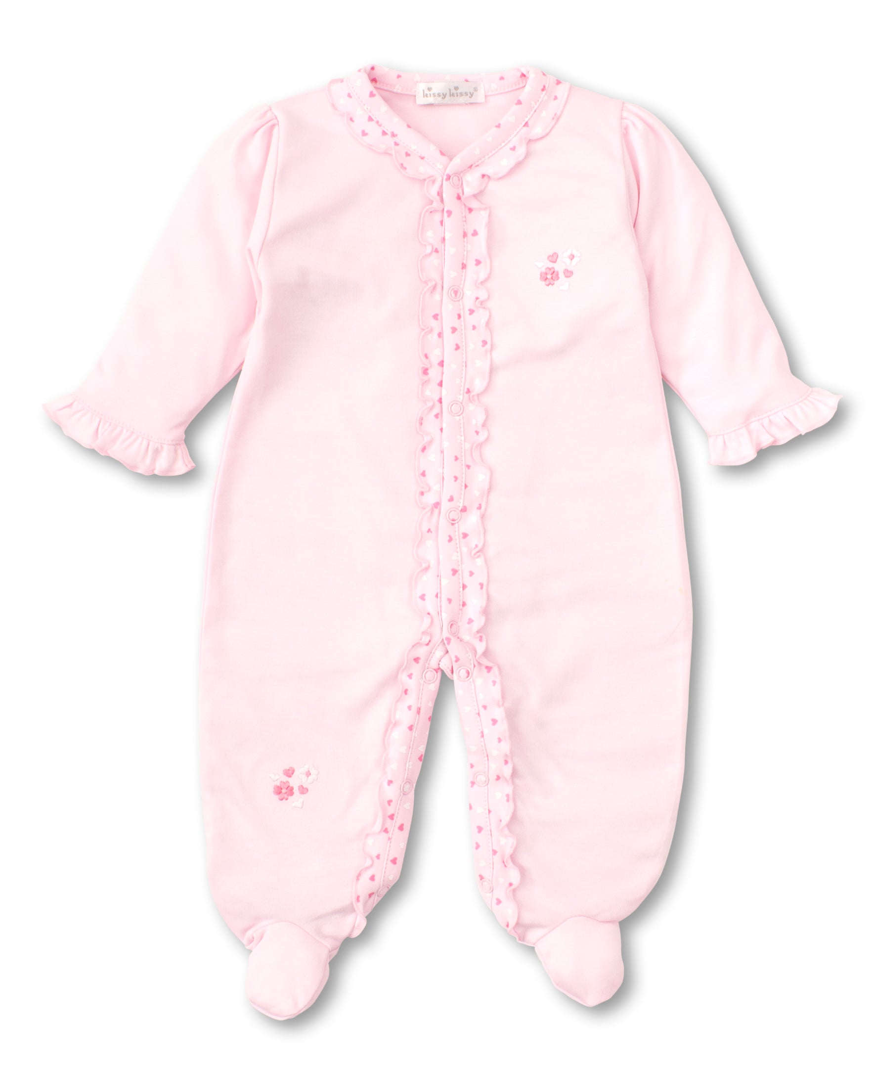 Kissy Sweethearts Pink Ruffle Footie - Kissy Kissy